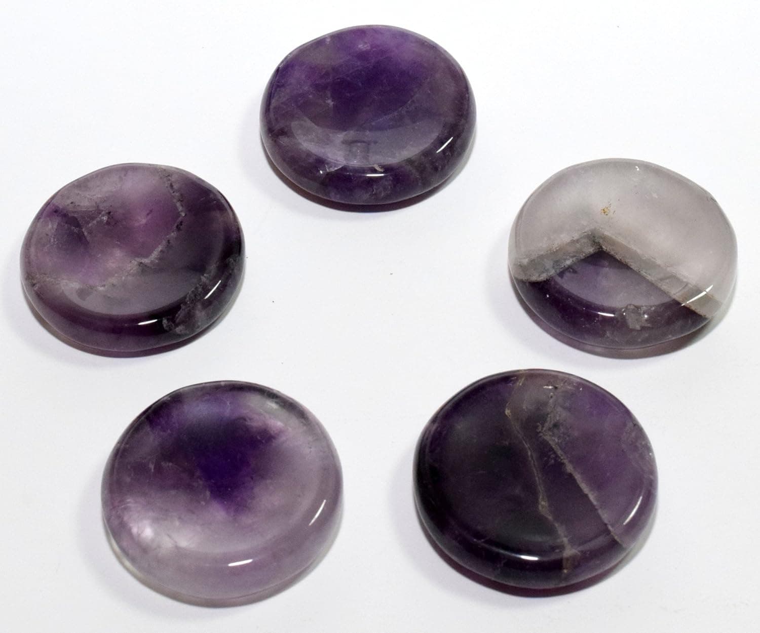 35mm Natural Dream Amethyst Quartz Stand for Spheres/Eggs Polished Worry Stone Crystal Mineral Specimen Purple Gemstone Stand from India - 2PCS