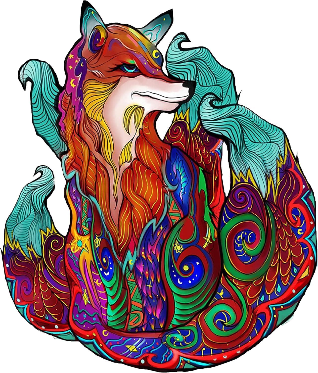 Wooden Puzzle for Adults 3D Lion Jigsaw Puzzle Unique Jigsaw Animal Shaped Wood Cut Large Size 175 pcs Fun Challenging for Kids (Fox)………