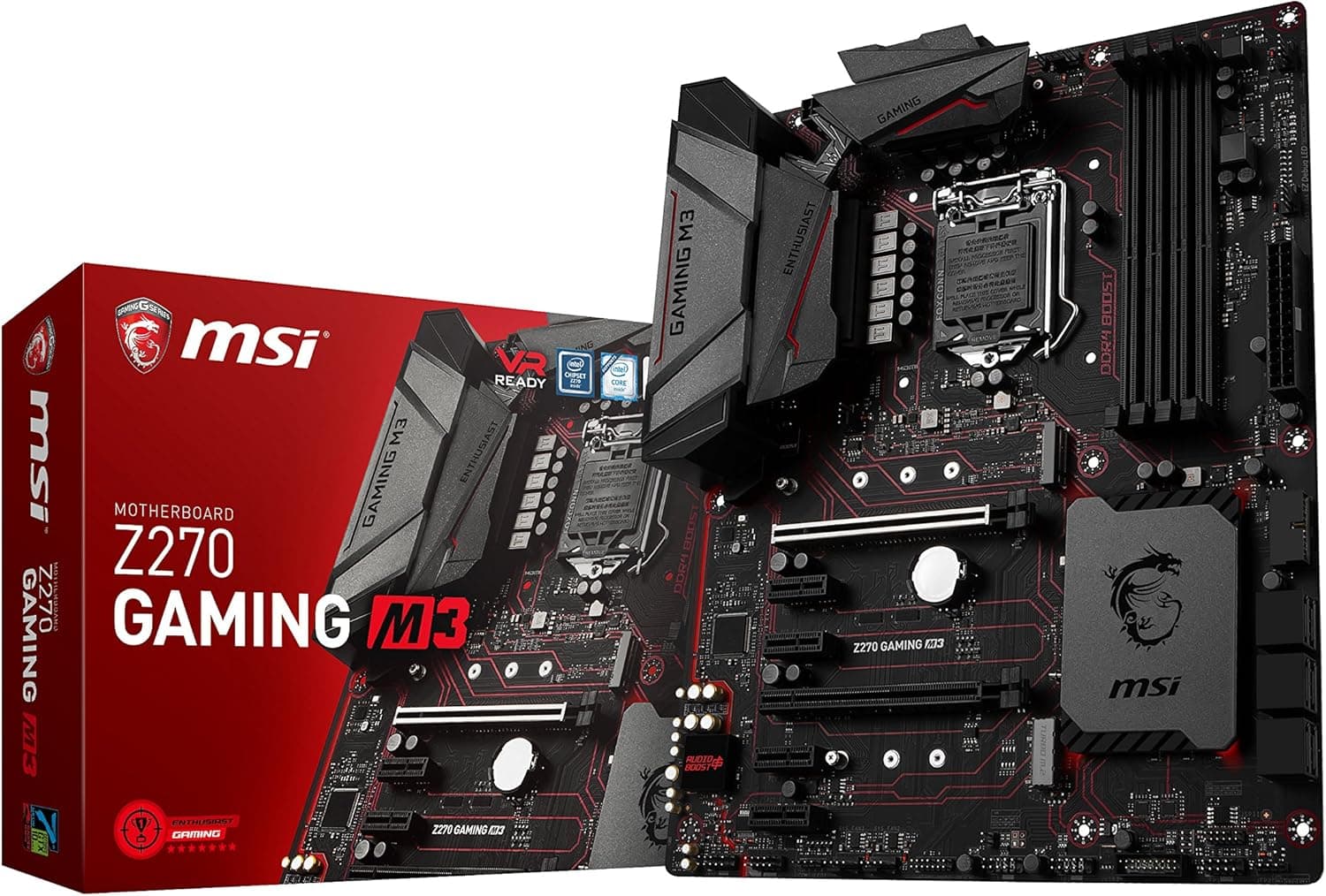 MSI Enthusiastic Gaming Intel Z270 DDR4 VR Ready HDMI USB 3 ATX Motherboard (Z270 GAMING M3)