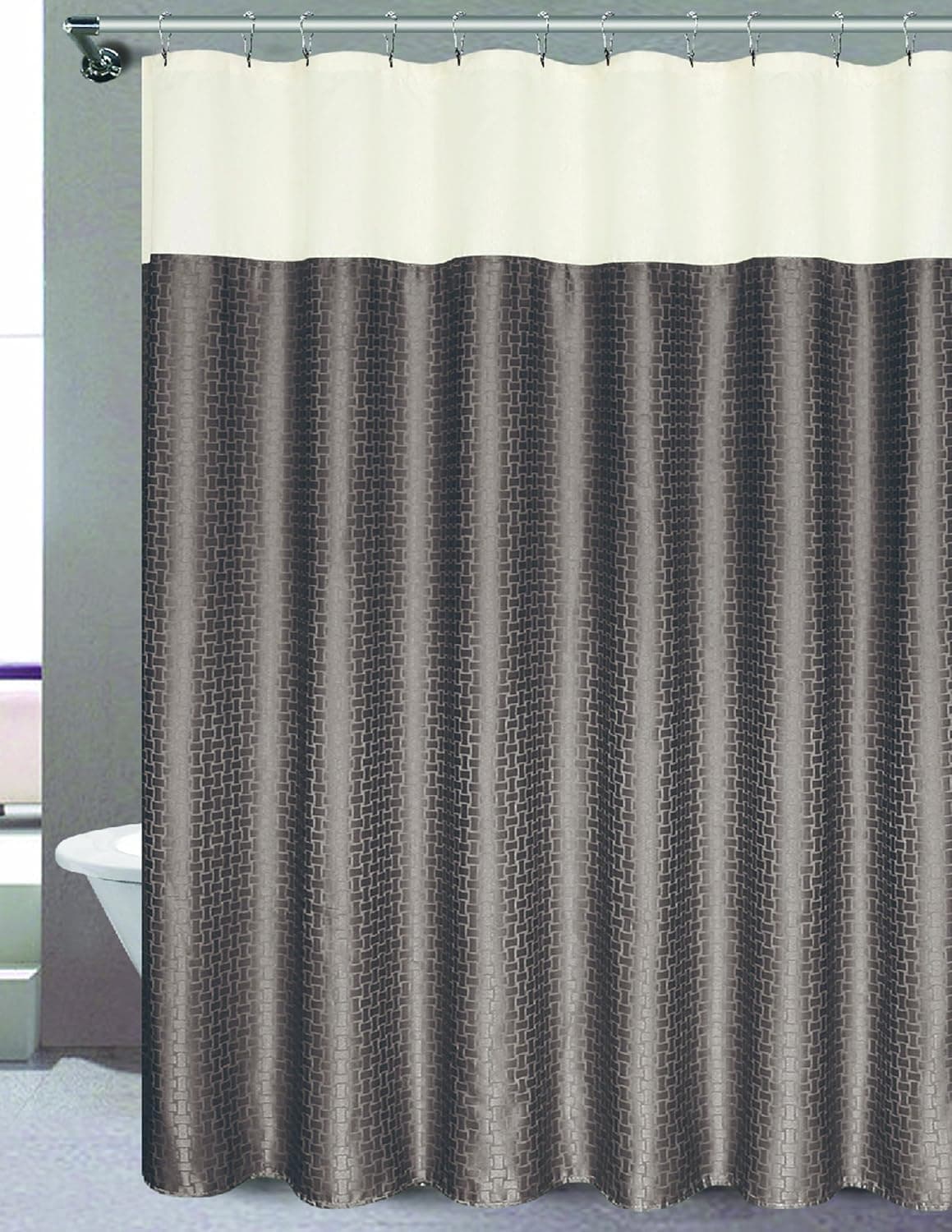 RT Designers Collection Ashton Shower Curtain, 70 by 72-Inch, Chocolate