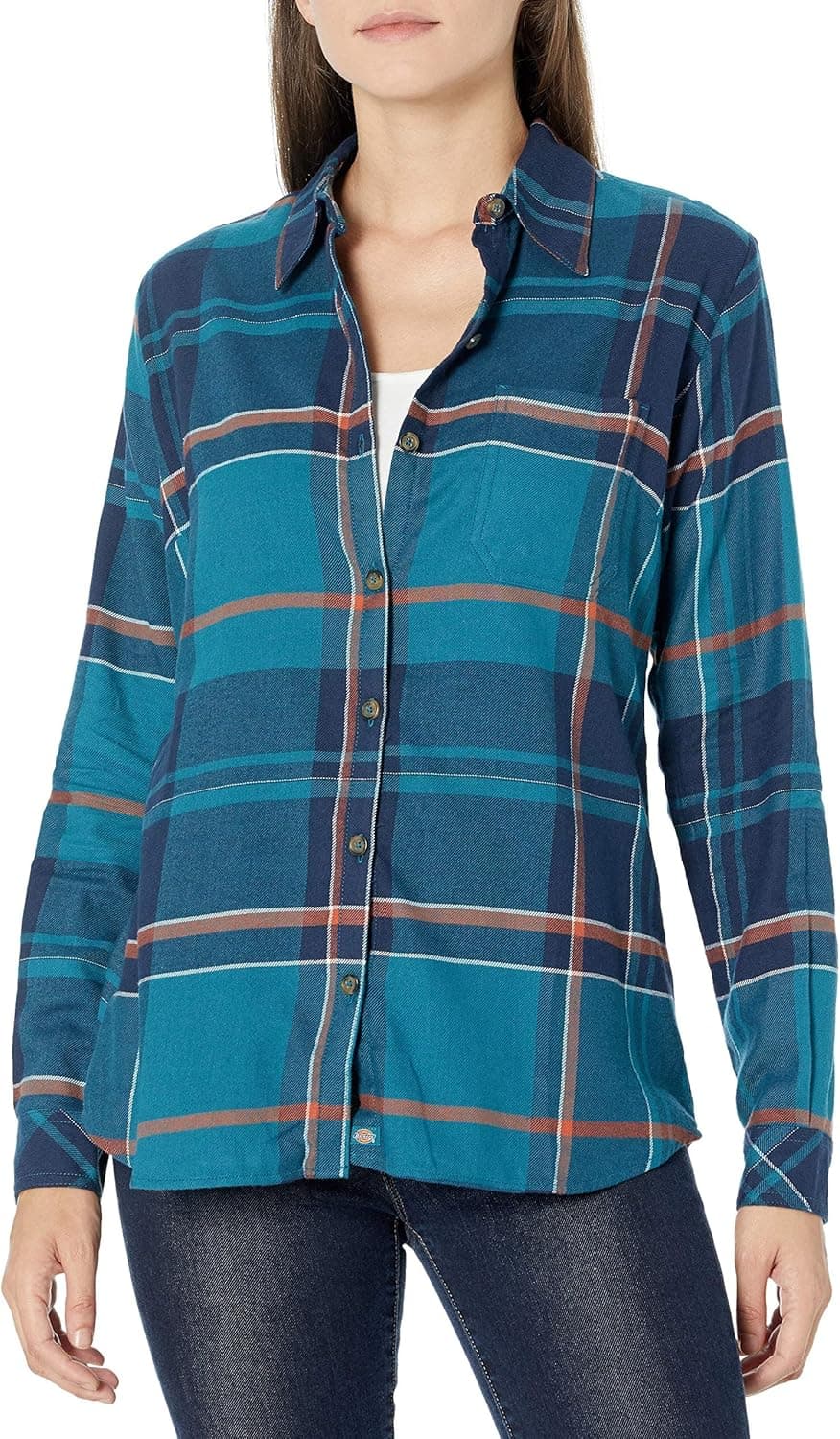 Dickies Women's Long Sleeve Plaid Flannel Shirt