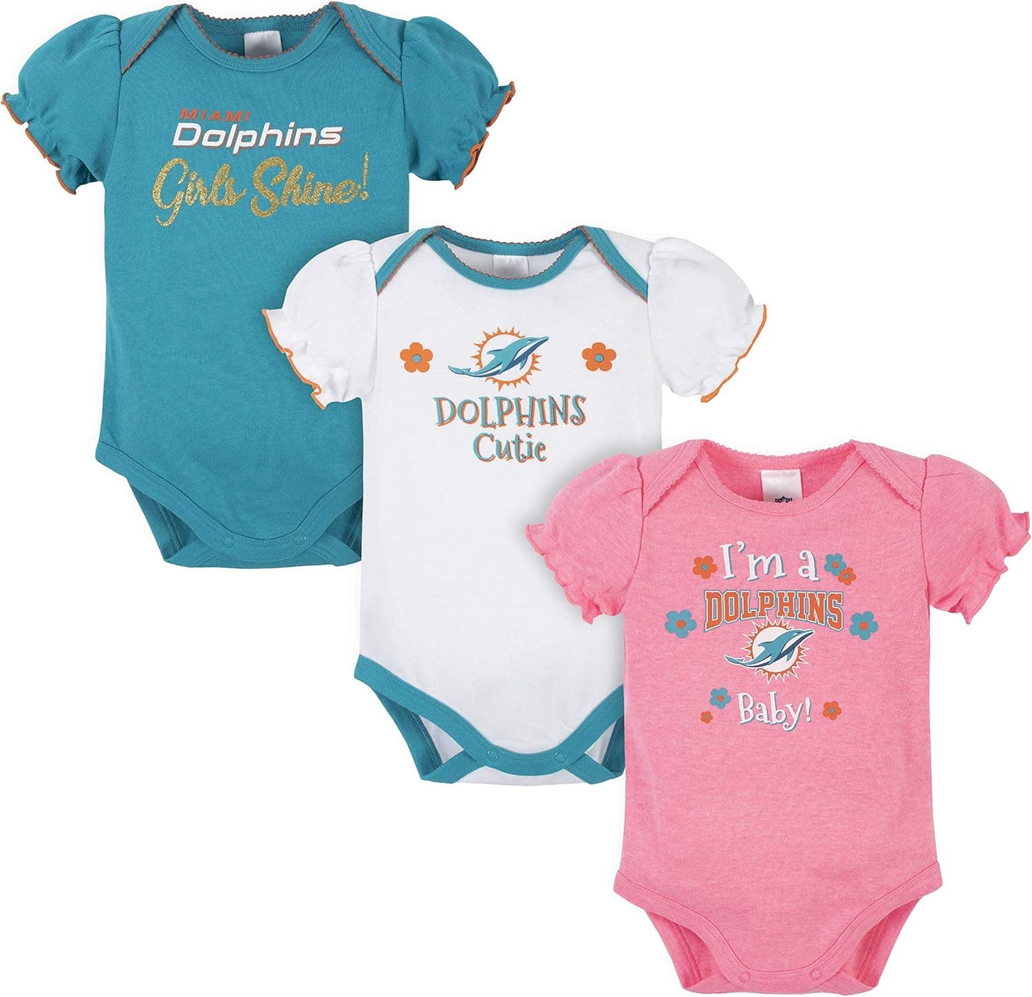 NFL baby-girls 3 Pack Short Sleeve Bodysuit