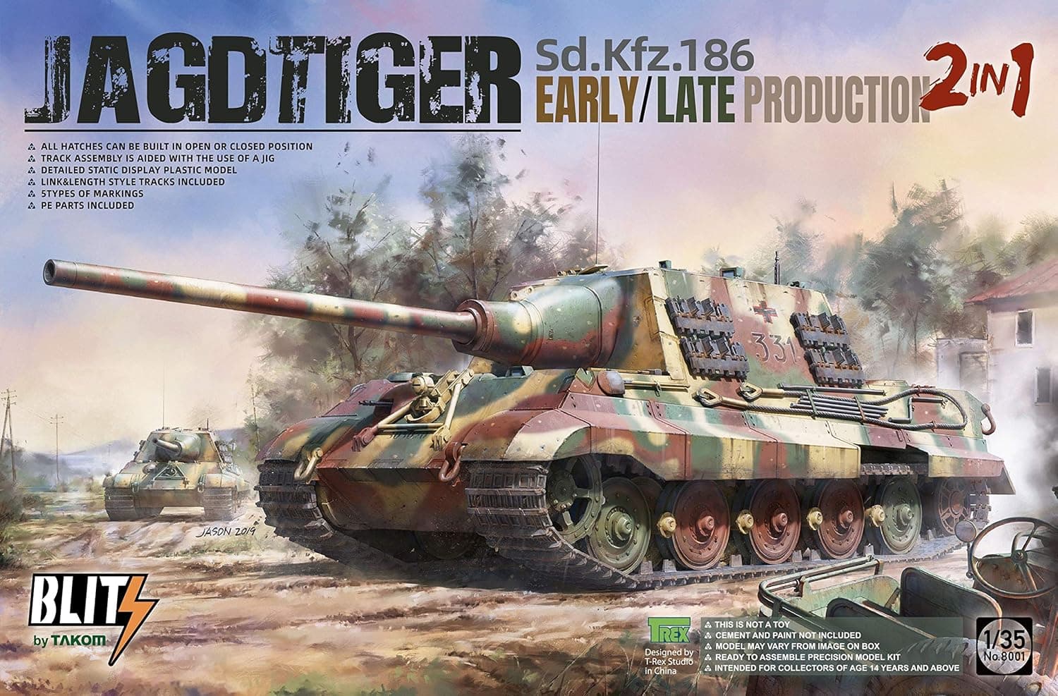 TAK08001 1:35 Blitz by Takom - Jagdtiger Sd.Kfz.186 Early/Late Production (2in1) [Model Building KIT]