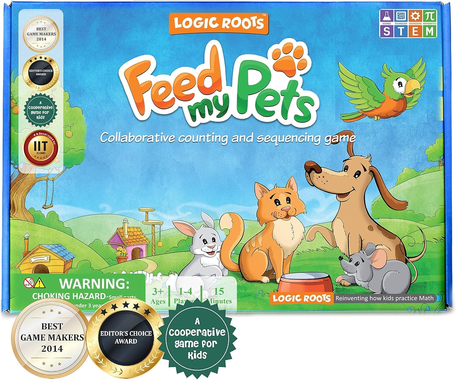 Logic Roots Feed My Pet Early Math Board Game - Fun Toy for 3-5 Year Olds, Number Recognition, Sequencing & Counting Games, for Girls & Boys, Homeschoolers, Kindergarten, Toddler & Up
