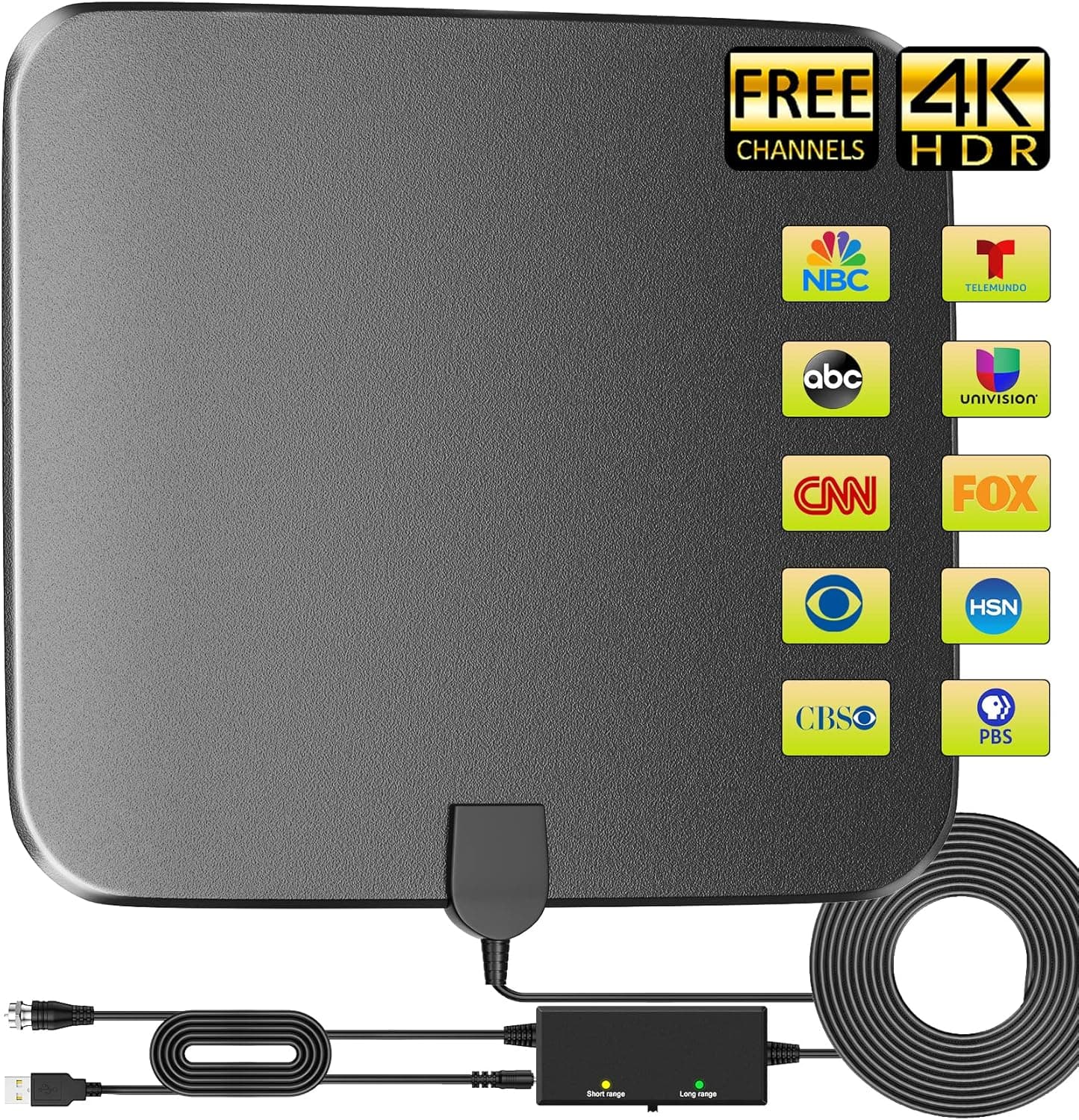 2022 Newest HD TV Antenna Amplified 300 Miles Range with Ultra-Large Reception Area, Digital Antenna Indoor Support 4K 1080p Old Smart Television, with Smart Signal Booster/20ft Coaxial Cable