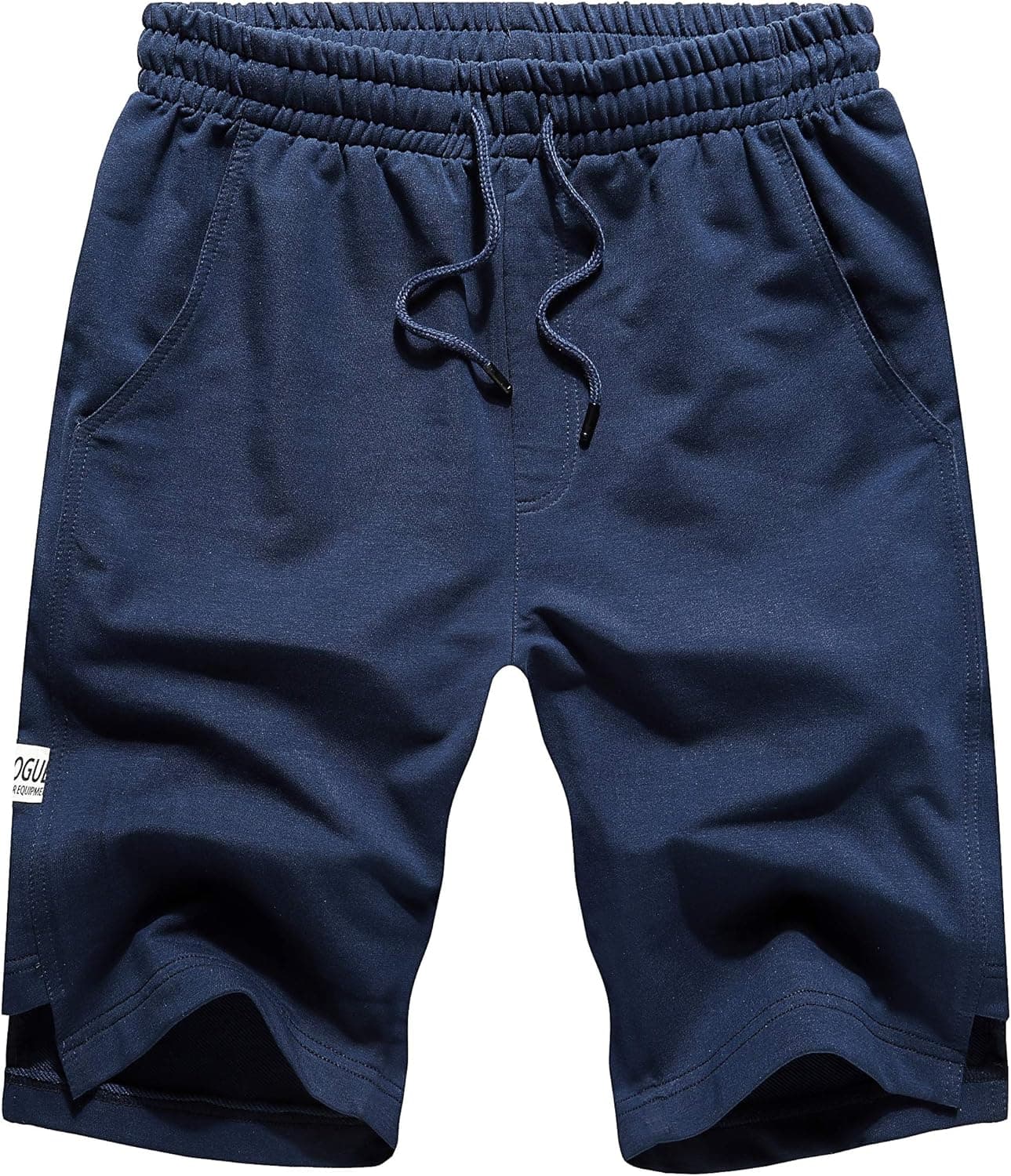 TOLOER Men's Casual Soft Elastic Fleece Jogger Gym Active Shorts Pockets (Navy, S)
