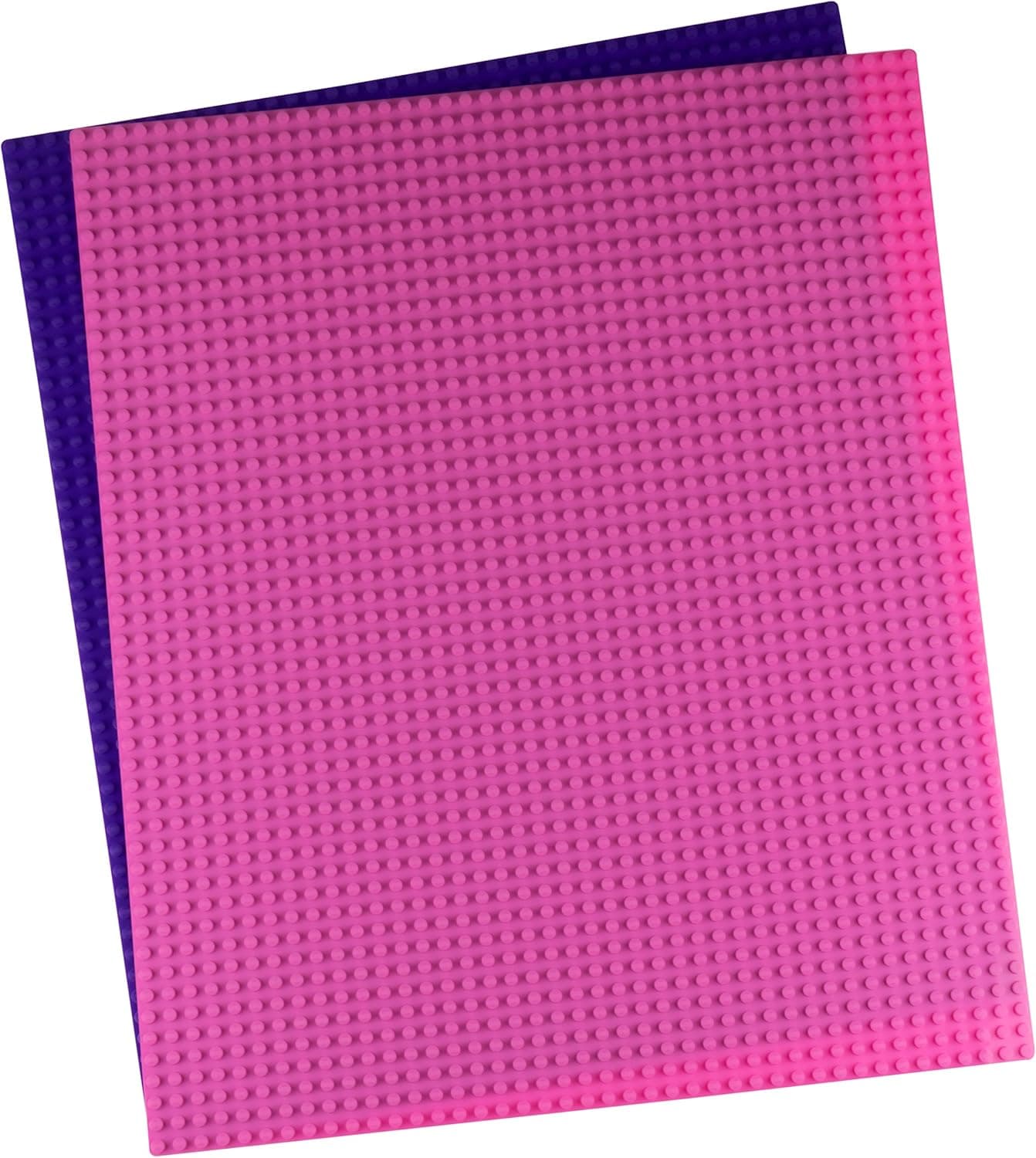 Strictly Briks Classic Baseplates for Building Bricks 100% Compatible with Major Brands | Building Bases for Tables, Mats and More! | 2 Pink and Purple Base Plates 15.75" x 13.25"