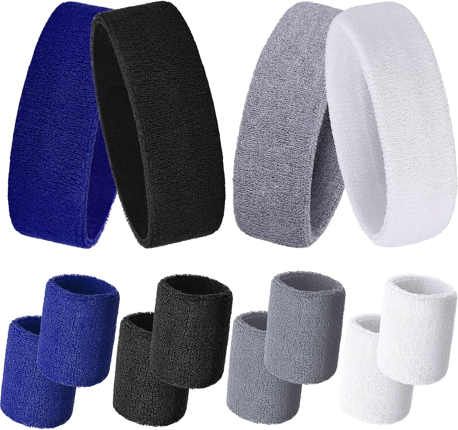 Sweatbands Set, Includes Sports Headband and Wristbands Sweatbands Colorful Cotton Sweatband Set for Men and Women