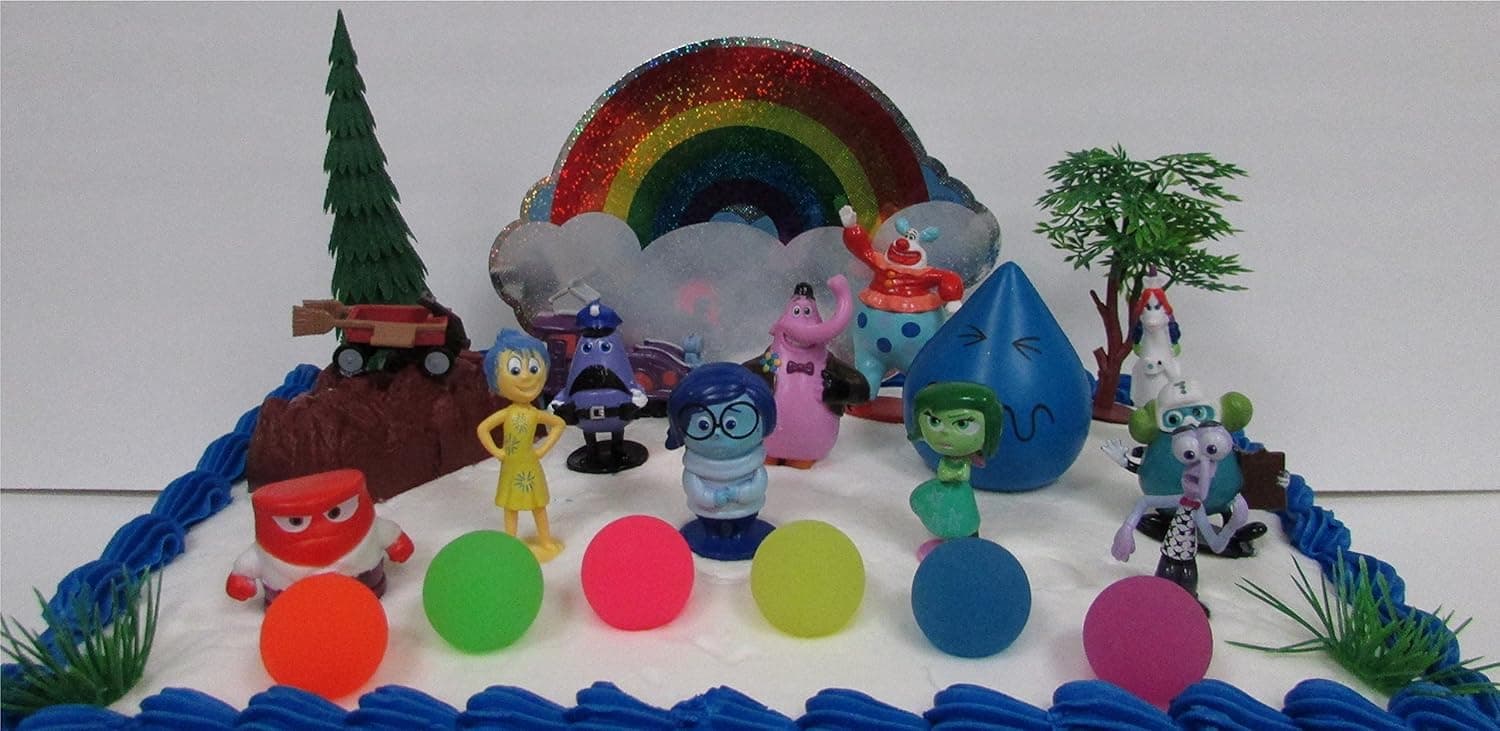 Disney Pixar INSIDE OUT 22 Piece BIRTHDAY CAKE Topper Set Featuring Joy, Sadness, Anger, Fear, Bing Bong, Disgust, Jangles the Clown and Other Figures, 6 Memory Balls, Themed Decorative Accessories, Figures Average 1/2" to 2.5" Tall
