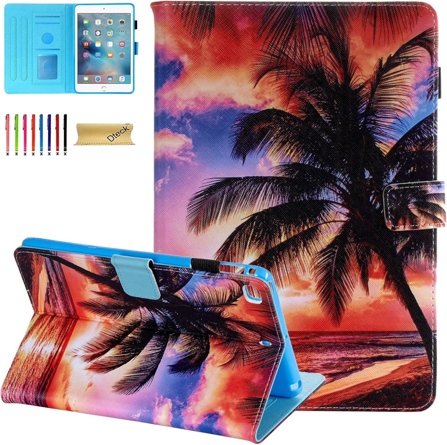 iPad Mini Case, Mini 2/3/4/5 Case, Dteck Slim Premium PU Leather Folio Stand Wallet Smart Cover with Auto Wake/Sleep for Apple iPad Mini 1/ Mini 2/ Mini 3/ Mini 4/ Mini 5, Beach