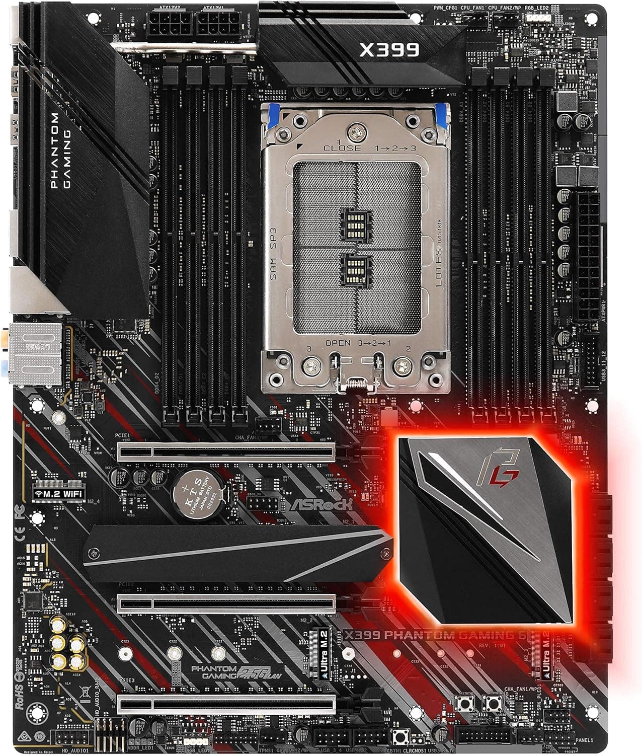 ASROCK Socket TR4 AMD X399, with Chips ATX Gaming Motherboard X399 Phantom Gaming 6