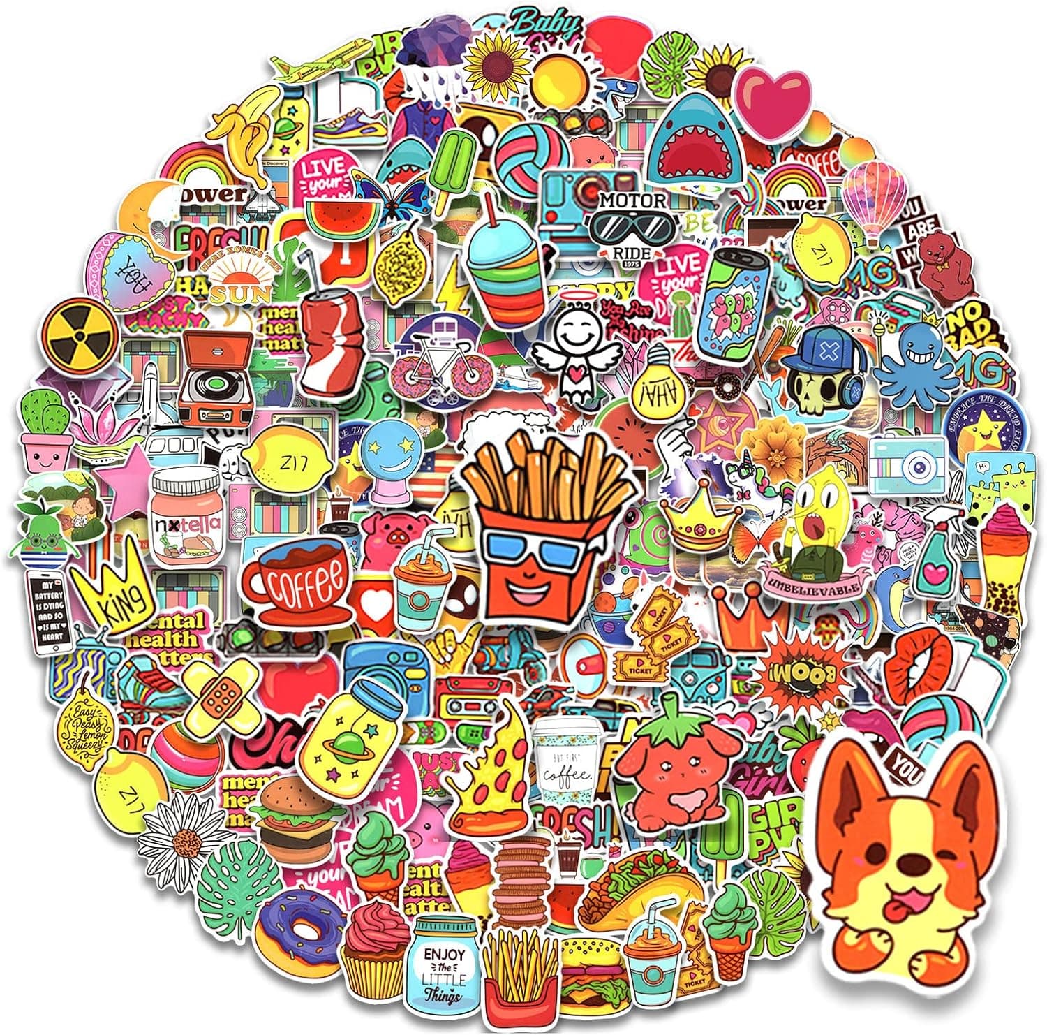 LIFEBE 200PCS Mini Stickers Pack, Small Stickers for Phone Case, Waterproof and Reusable Vinyl Sticker for Water Bottle Skateboard Flask Laptop Computer, Gifts for Kids, Teens, Adults