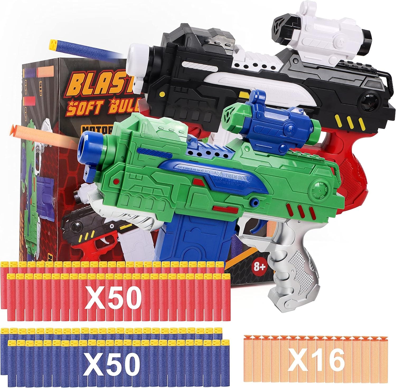 2 Pack Foam Blasters Toy Guns with 116 Darts for Kids,Nerf Guns for 6-10 Year Old Boys,Birthday Gifts for Boys and Girls