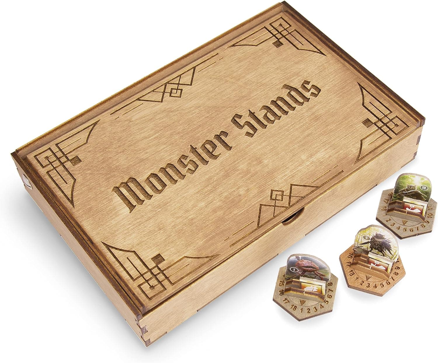 SMONEX Gloomhaven Monster Stands 30 pcs - Wooden Stands with Health Tracker - Monster Wound Tracker Stands Suit for 2 Monster's Types (Normal and Elite) - Compatible with Gloomhaven Board Game