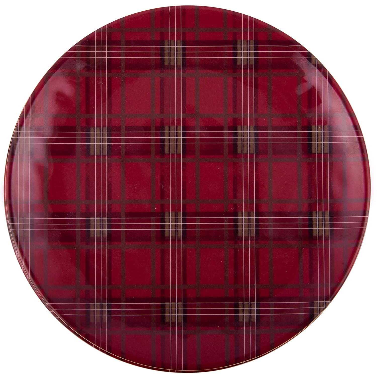 Melange 608410091412 6 -Piece 100% Melamine Salad Plates Christmas Collection-Red Plaid Shatter-Proof and Chip-Resistant| 10.5"