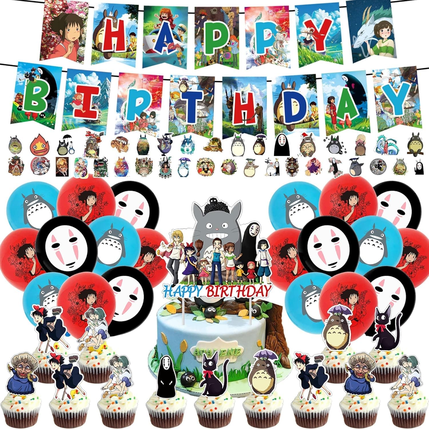 Anime Movie Birthday Party Supplie Anime Movie Themed Party Decorations Set Includes Banners, Latex Balloons and Stickers, Birthday party supplies for Kids and Adults