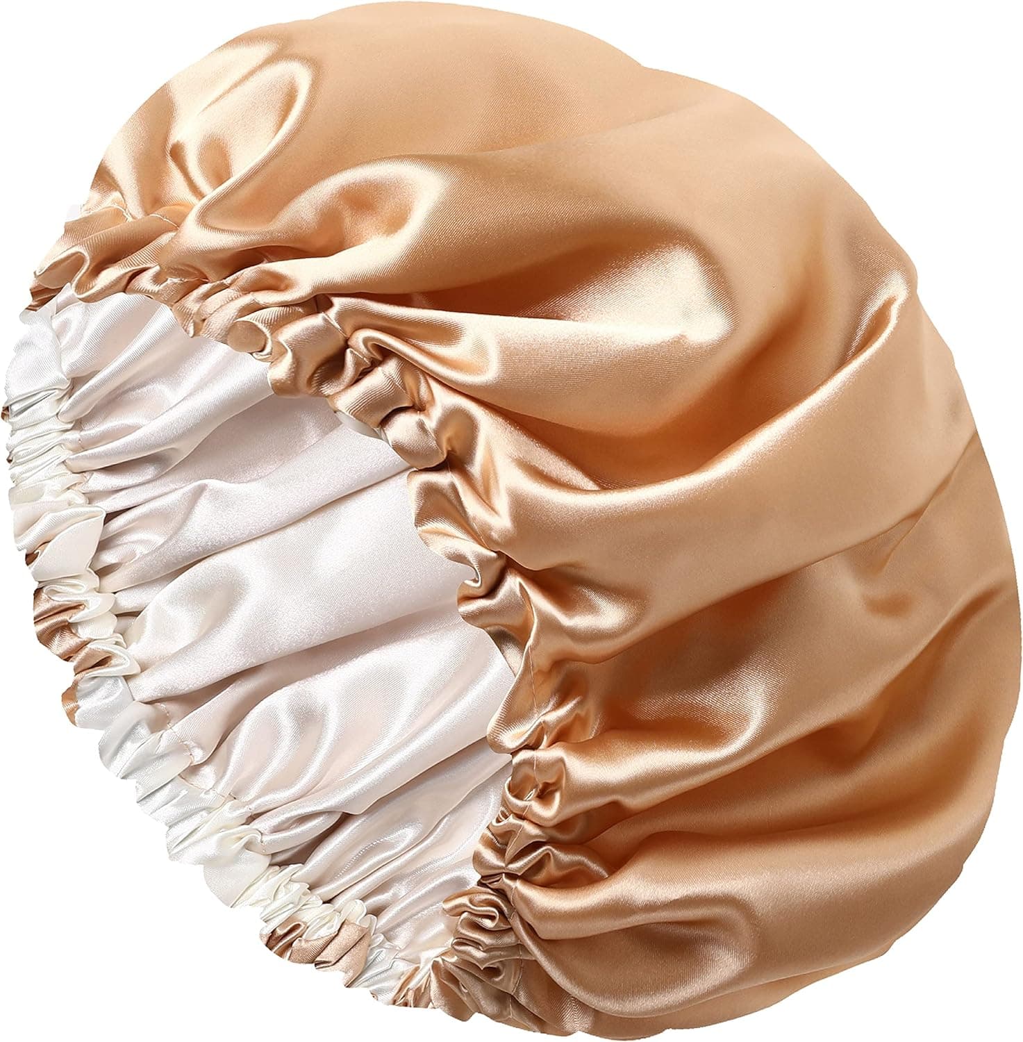 Womens Satin Silk Sleep Bonnet Cap Double Layer Reversible Satin Silk Sleeping Beanie Hat Bonnet for Curly Natural Hair
