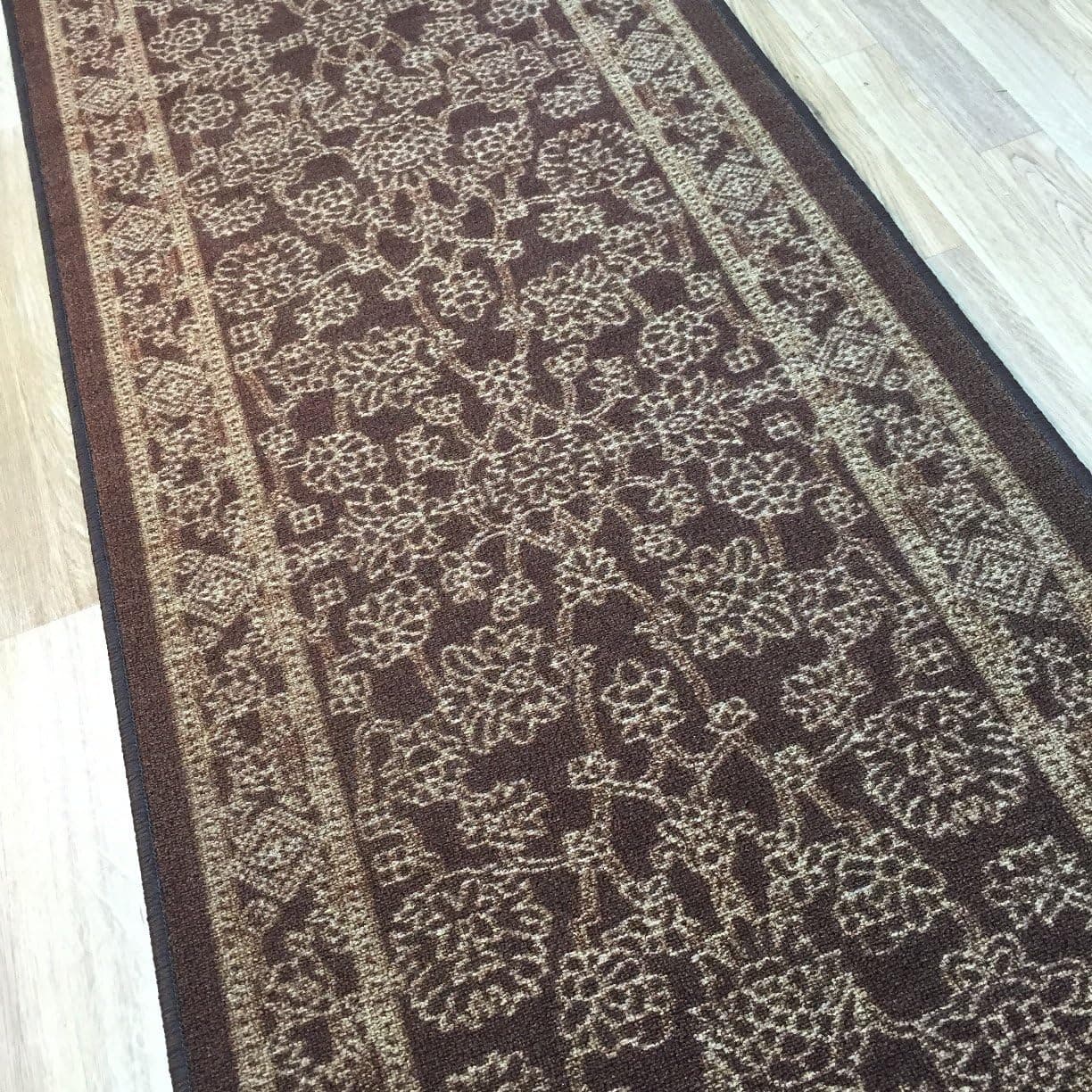 Custom Size Brown Egyptian Print Traditional Persian Rubber Backed Non-Slip Hallway Stair Runner Rug Carpet 22 inch Wide Choose Your Length 22in X 24ft
