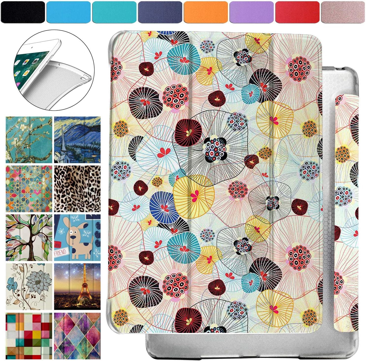 DuraSafe Cases iPad PRO 9.7 Inch [Pro 9.7 2016] MLPX2LL/A MLPW2LL/A MLPY2LL/A MLYJ2LL/A Shock Proof Magnetic Dual Angle Stand with Honeycomb Pattern Printed Cover - Yarn Flowers