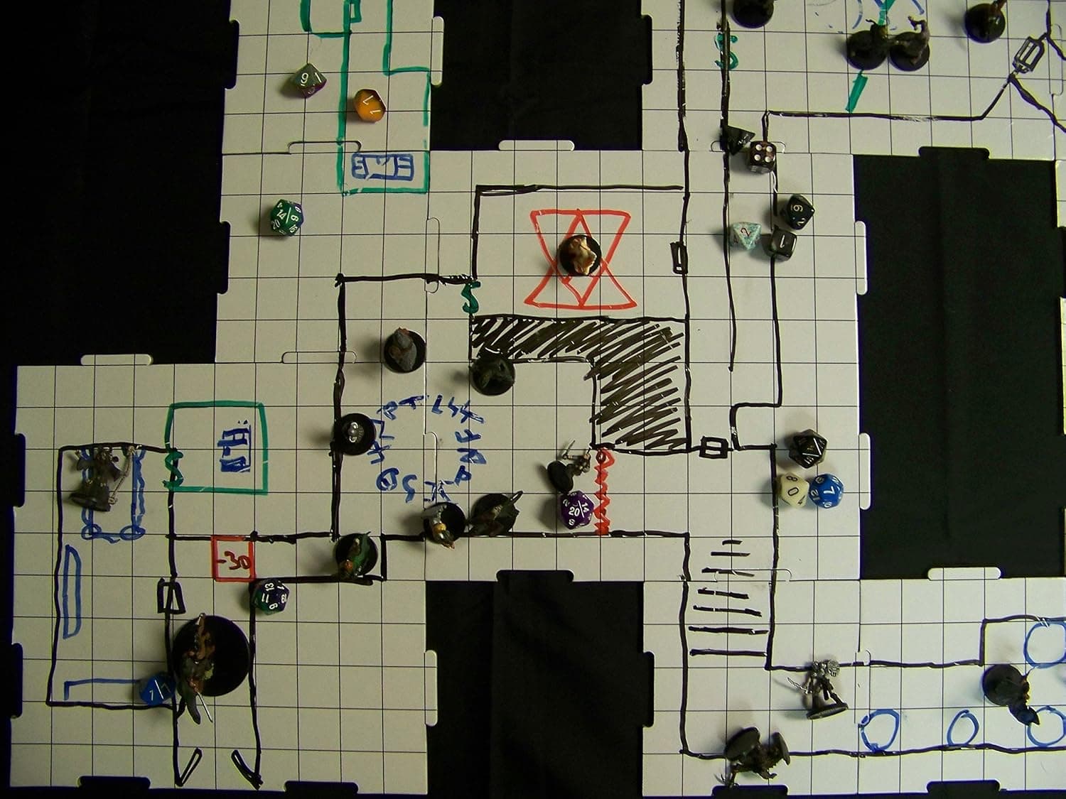 Dry Erase Dungeon Tiles, Set of 36 Five-inch Interlocking Squares for Role-Playing and Miniature Tabletop Games
