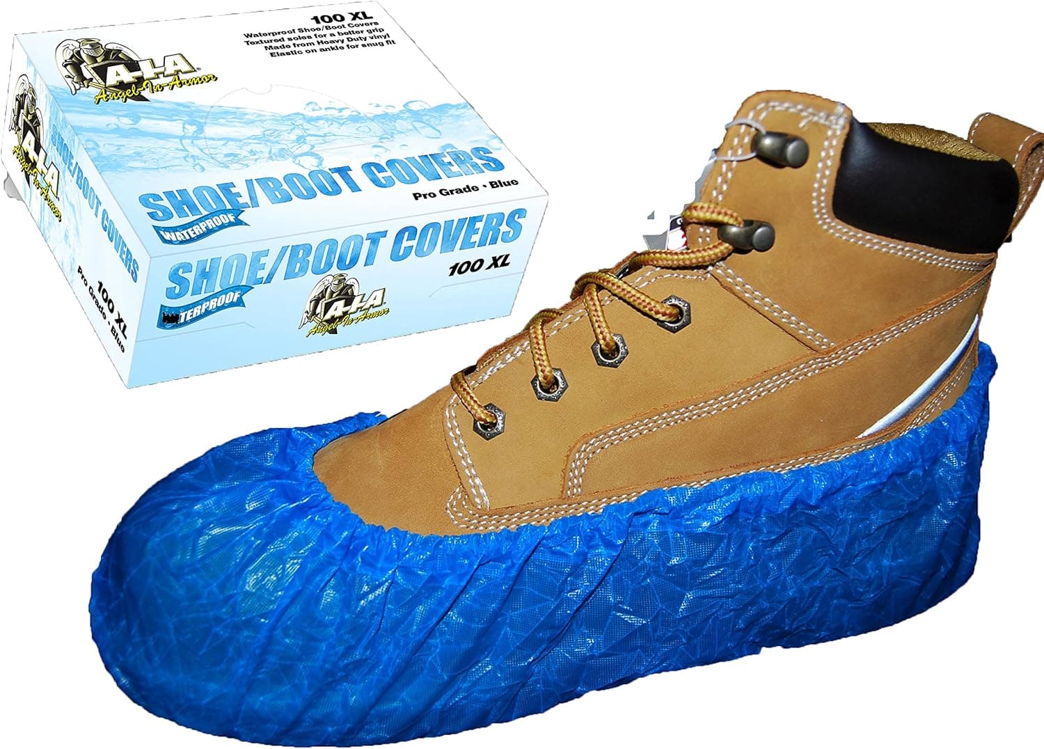 300 Waterproof Shoe Covers, Plumbers Boot Covers, Blue, Size 2XL, 300 Booties, A-I-A Angel-In-Armor