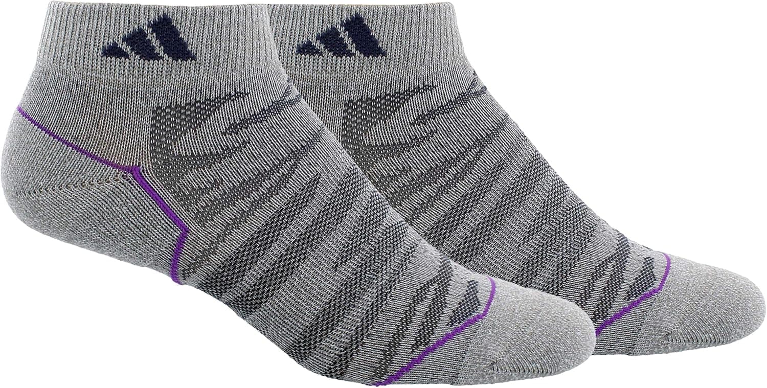 adidas Women's Superlite Prime Mesh Low Cut Sock (2-Pair), Clear Grey Marl/Midnight Grey/Shock Purple/Easy Co, Medium, (Shoe Size 5-10)