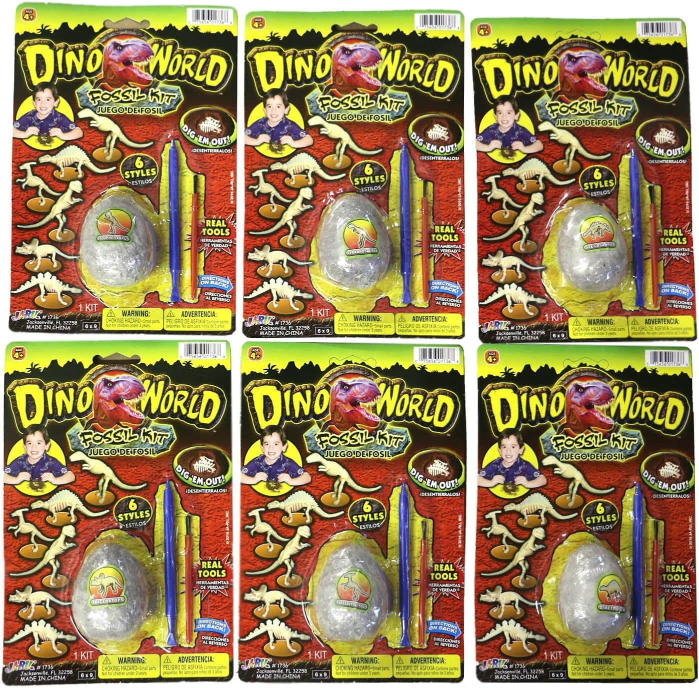 Dino World Dig it Out and Assemble Dinosaur Fossil Kit Egg Shaped (6 Pack All