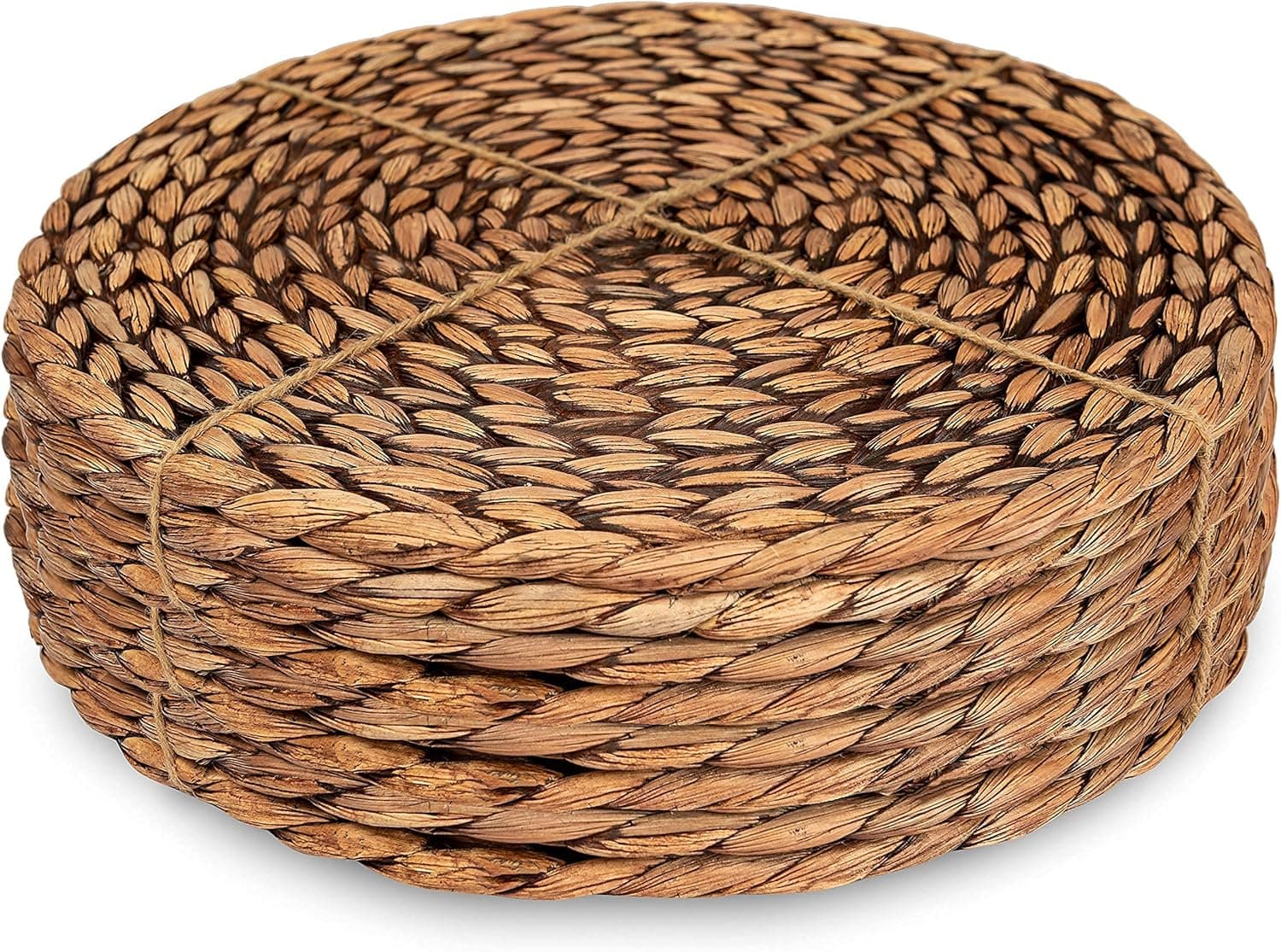CENBOSS Round Woven Placemats (Brown Wash, 13.5" Set of 8)