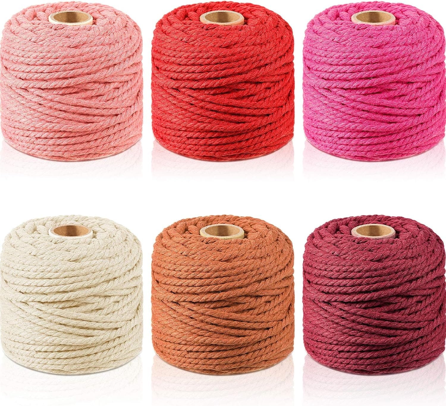 6 Rolls Valentine s Day Twine Red and Pink Macrame Cord Rope 3 mm Baker Twine Wrapping Cord for Valentine s Day DIY Wrapping Art Crafts