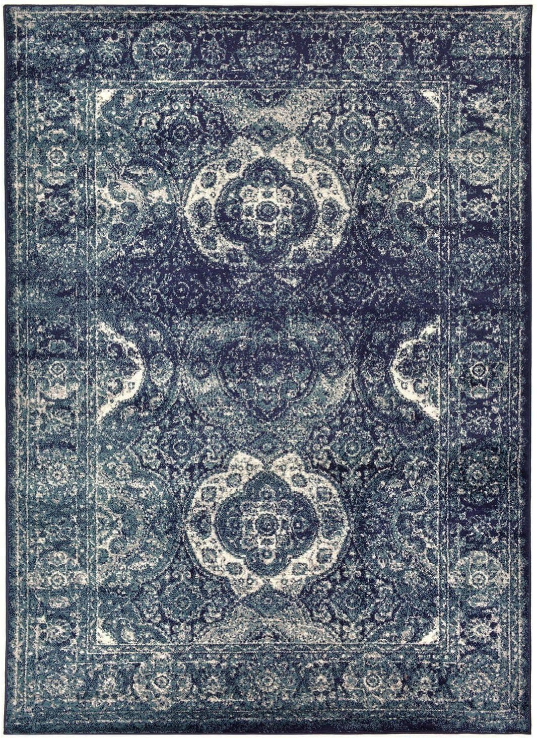 Studio Collection Vintage French Aubusson Design Contemporary Modern Area Rug Rugs 3 Options (Aubusson Navy Blue, 8 x 10)
