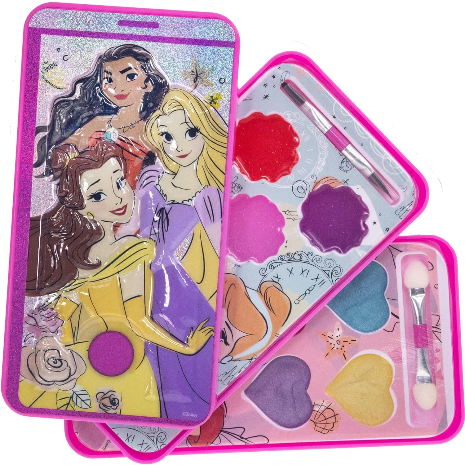 Townley Girl Disney Princess Toy Phone Slide Out Lip Gloss Compact Set for Girls Kids, Ages 3+ Perfect for Parties, Sleepovers and Makeovers