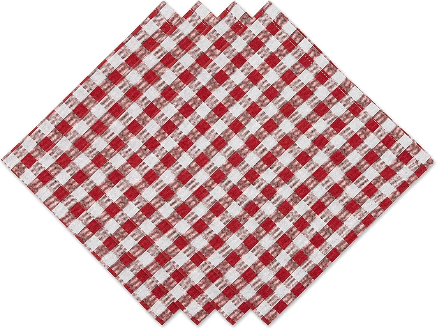 DII Gingham Check Collection, Napkin Set, Red, Napkin Set, 4 Piece