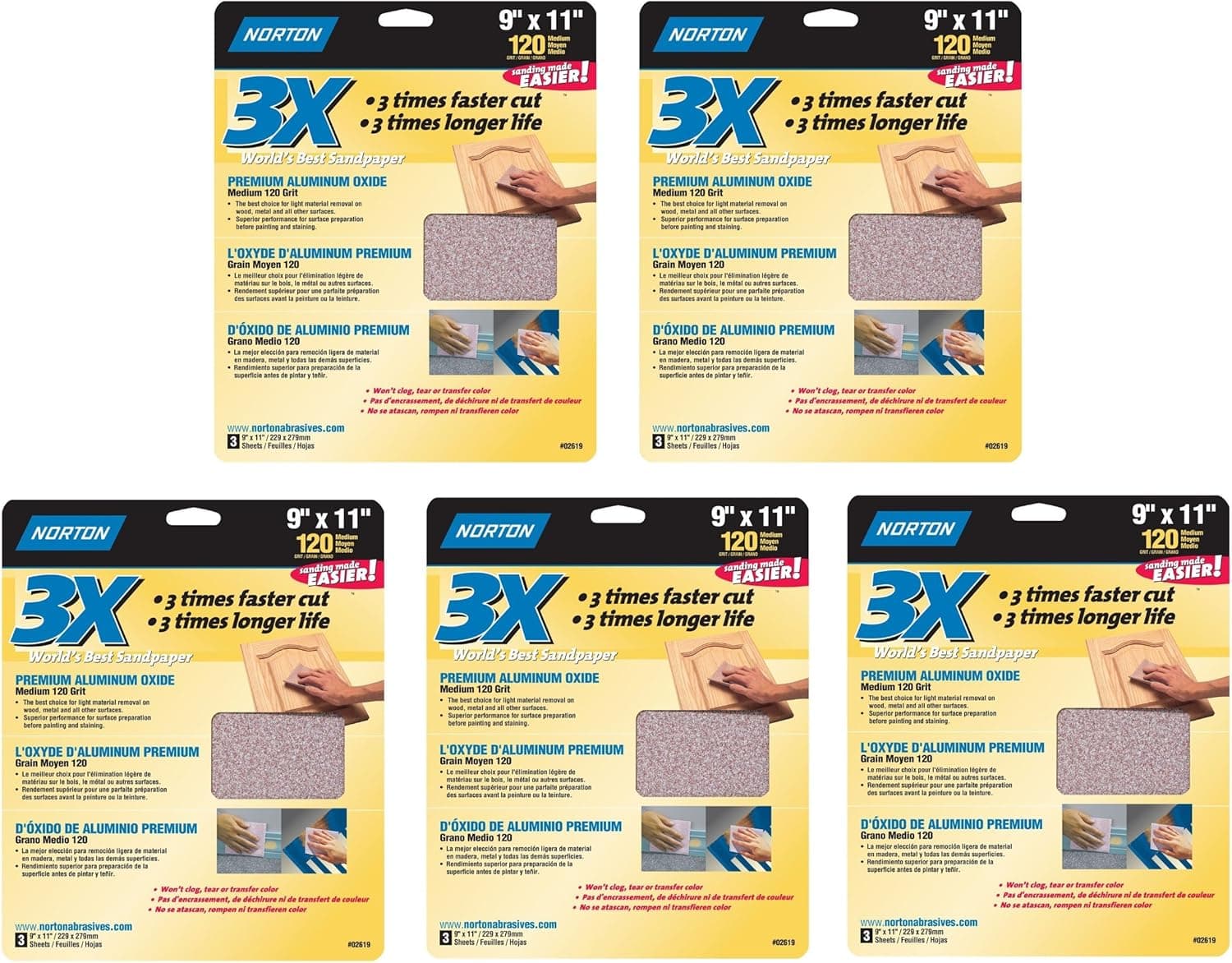 SANDPAPER 120 GRIT 5PK