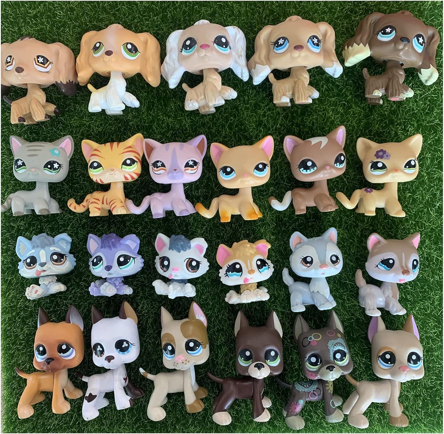 NELPS US Old LPS (5 PC Random) Great Dane Shorthair Cat Cocker Spaniel Husky Puppy Rare Toy Collection Figure with Free LPS