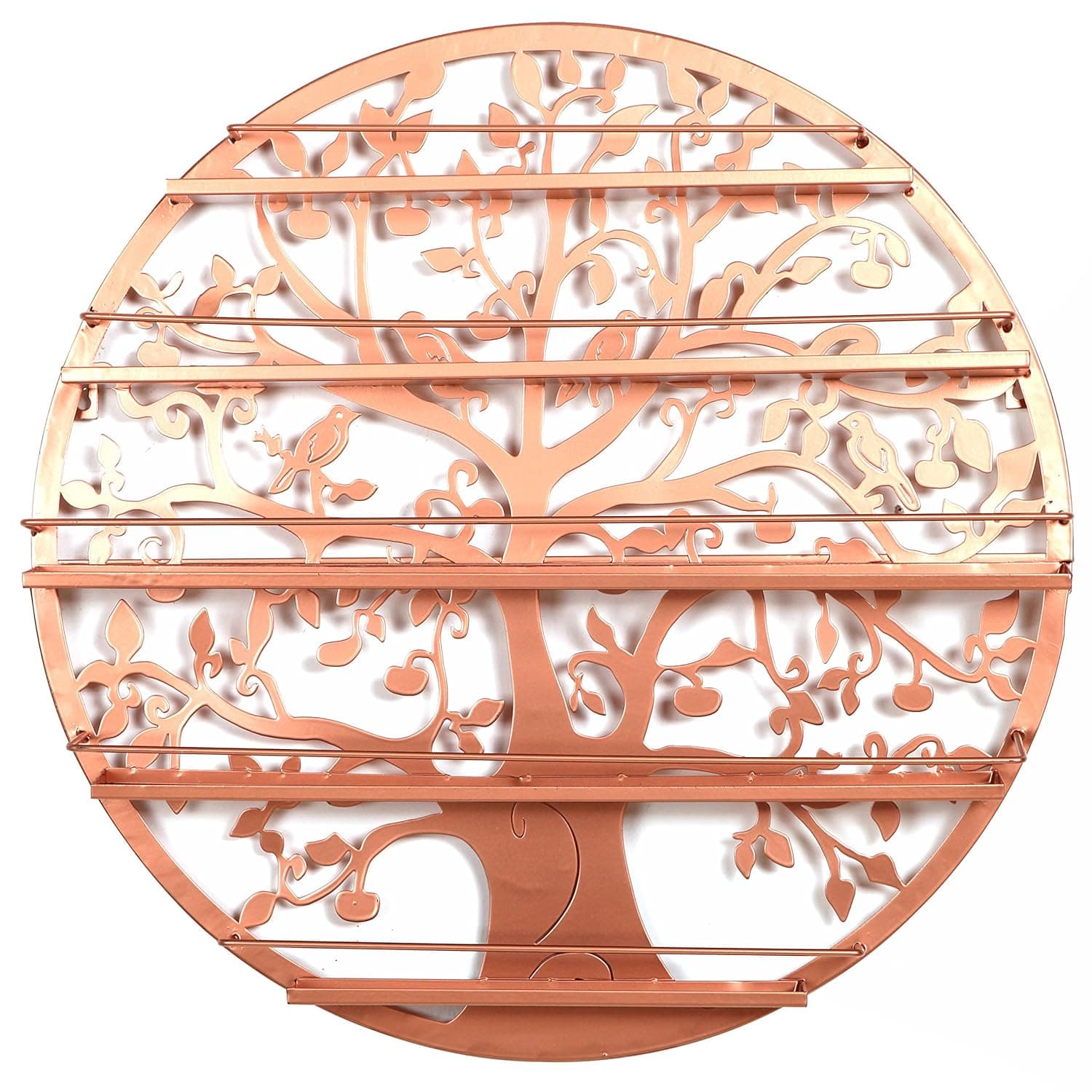 Tree Silhouette Bronze Round Metal Wall Mounted 5 Tier Salon Nail Polish Rack Holder/Wall Art Display