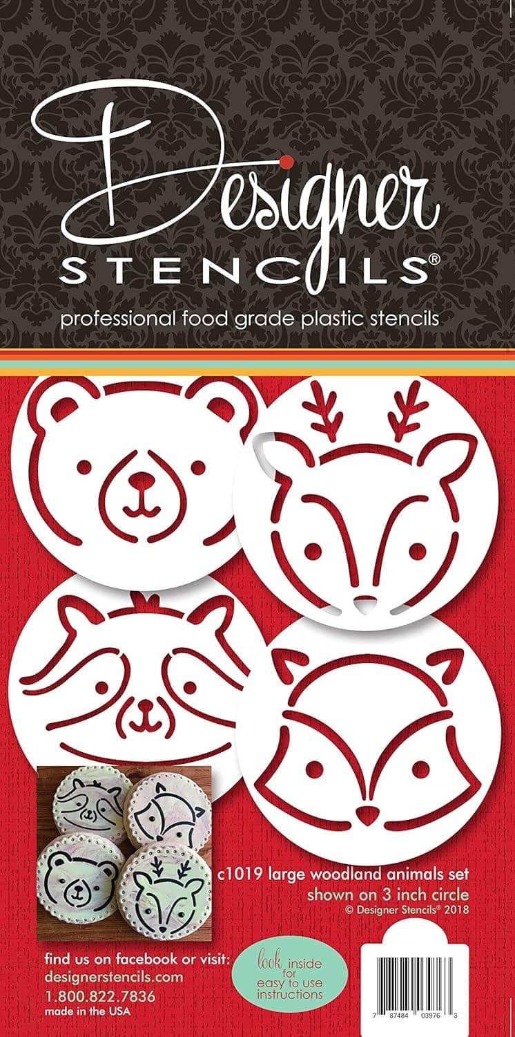 Large Baby Woodland Animals Cookie Stencil Set C1019 by Designer Stencils