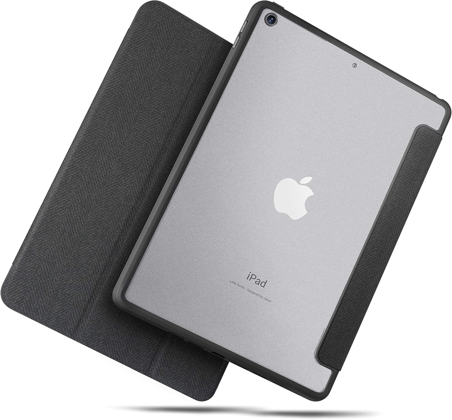 TineeOwl Latte iPad 8/7 (10.2-Inch, 2020/2019 Model, 8th / 7th Generation) Slim + Folio Smart Cover + All Around Protection (Black/Matte Back)