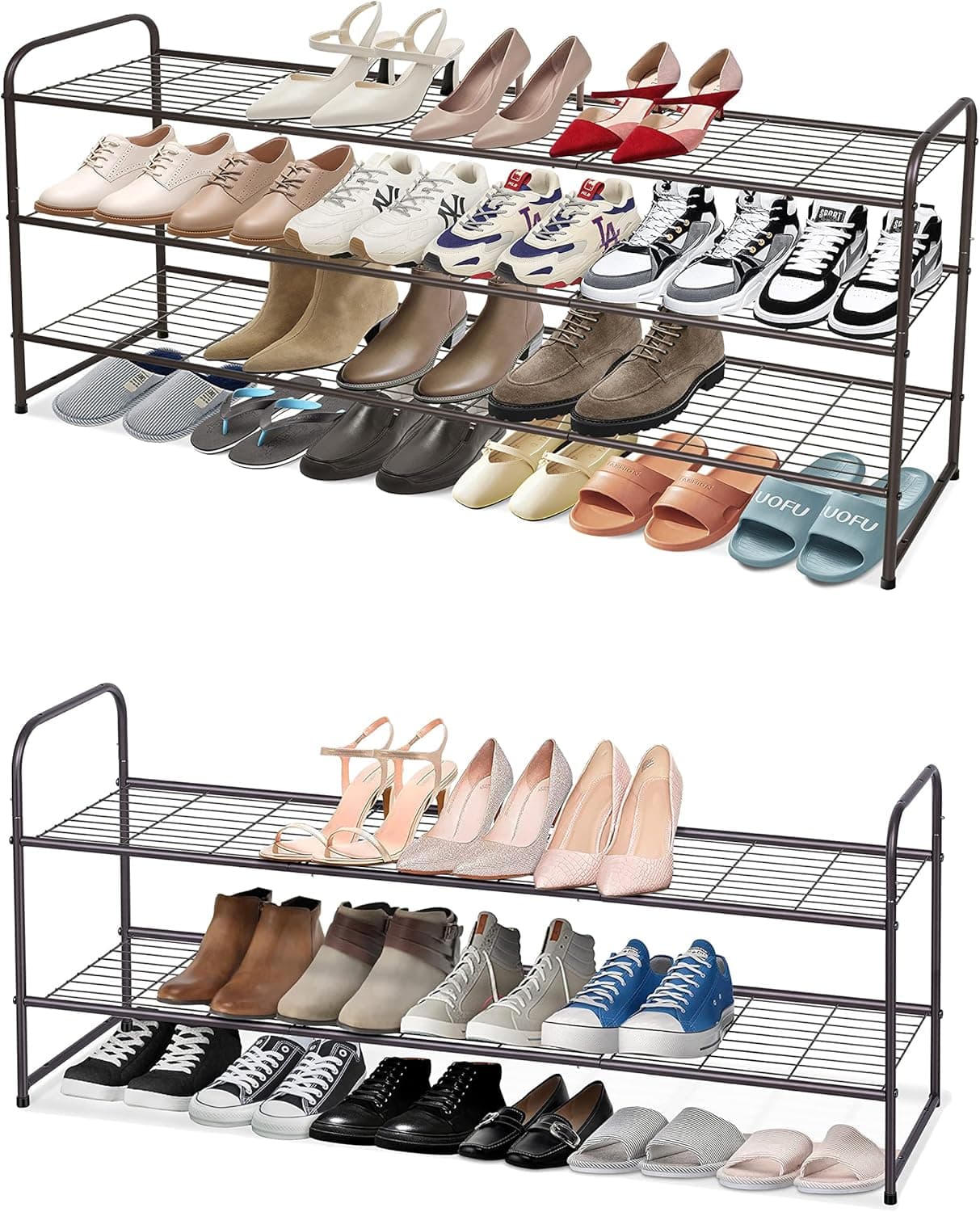 KEETDY Long 3 Tier Shoe Rack and 2-Tier Long Shoe Rack for Closet Entryway