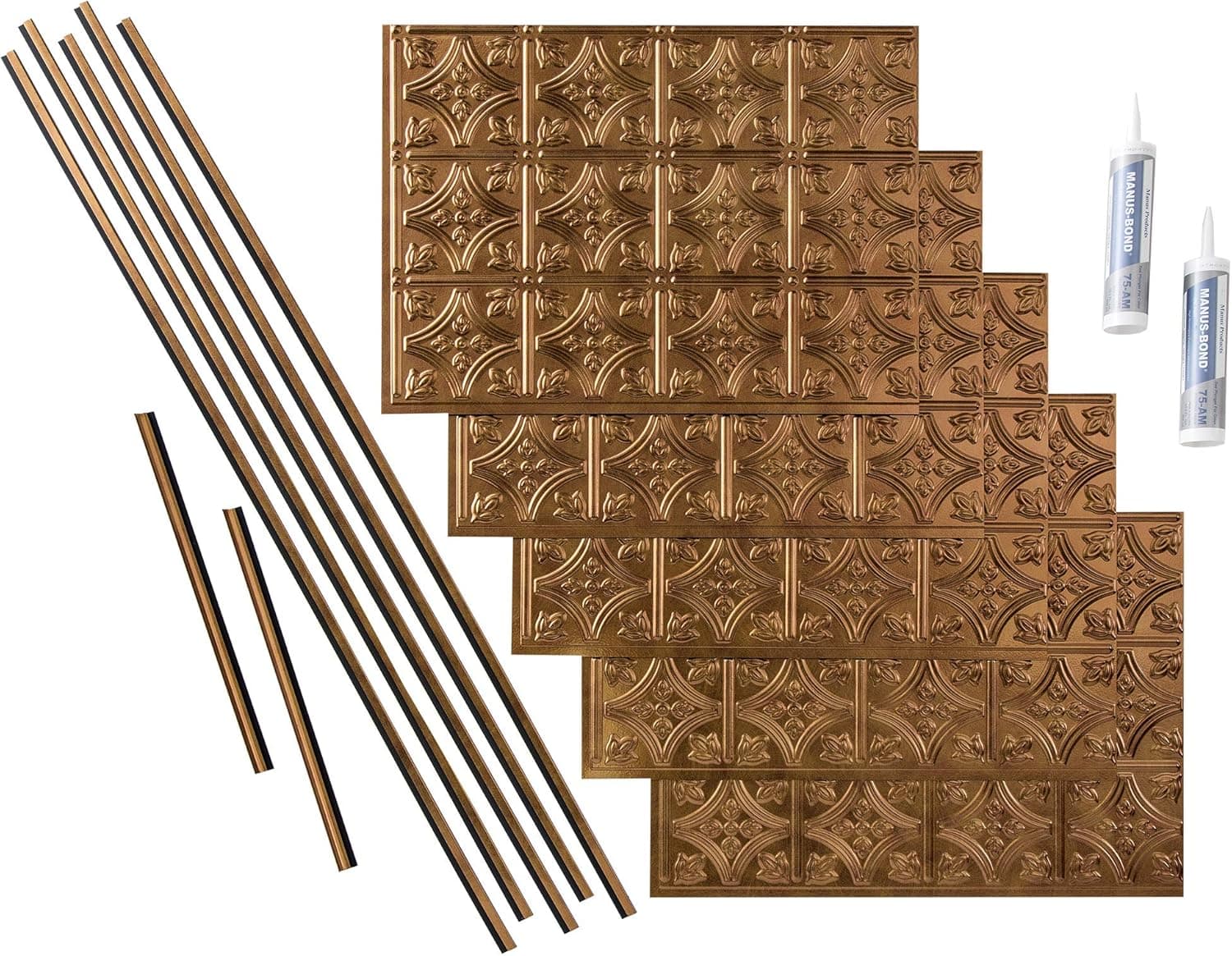 FASÄDE Traditional Style/Pattern 1 Decorative Vinyl Backsplash 15 sq ft Kit in Antique Bronze