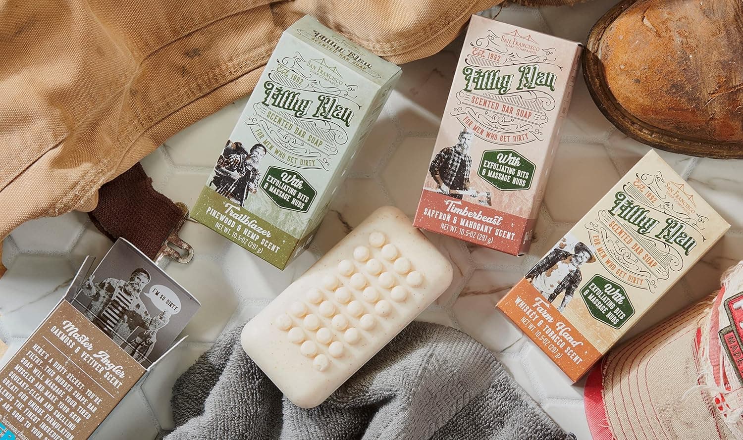 San Francisco Soap Company Filthy Man Scented Bar Soap (Farm Hand Whiskey and Tobacco)