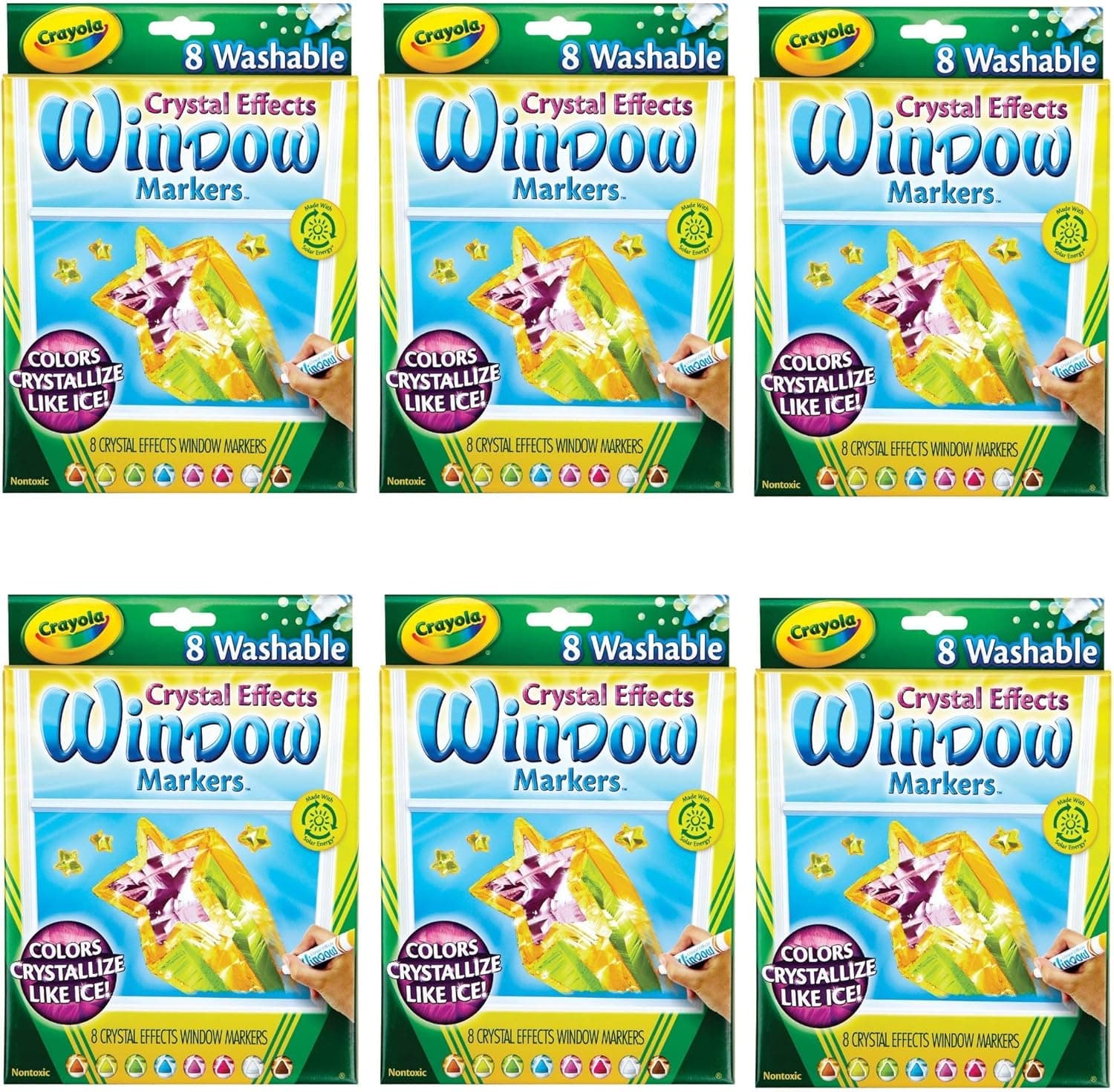 Crayola Window Markers with Crystal Effects, 6 Pack
