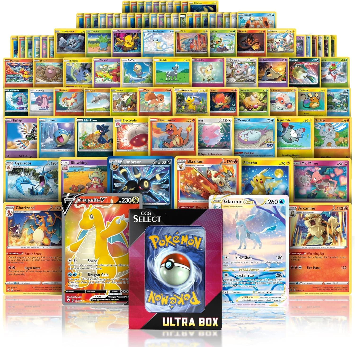 CCG Select Ultra Box | 100 Cards with 2 Guaranteed Ultra Rares | Plus 8 Holo or Rare Cards | Compatible with Pokemon Cards