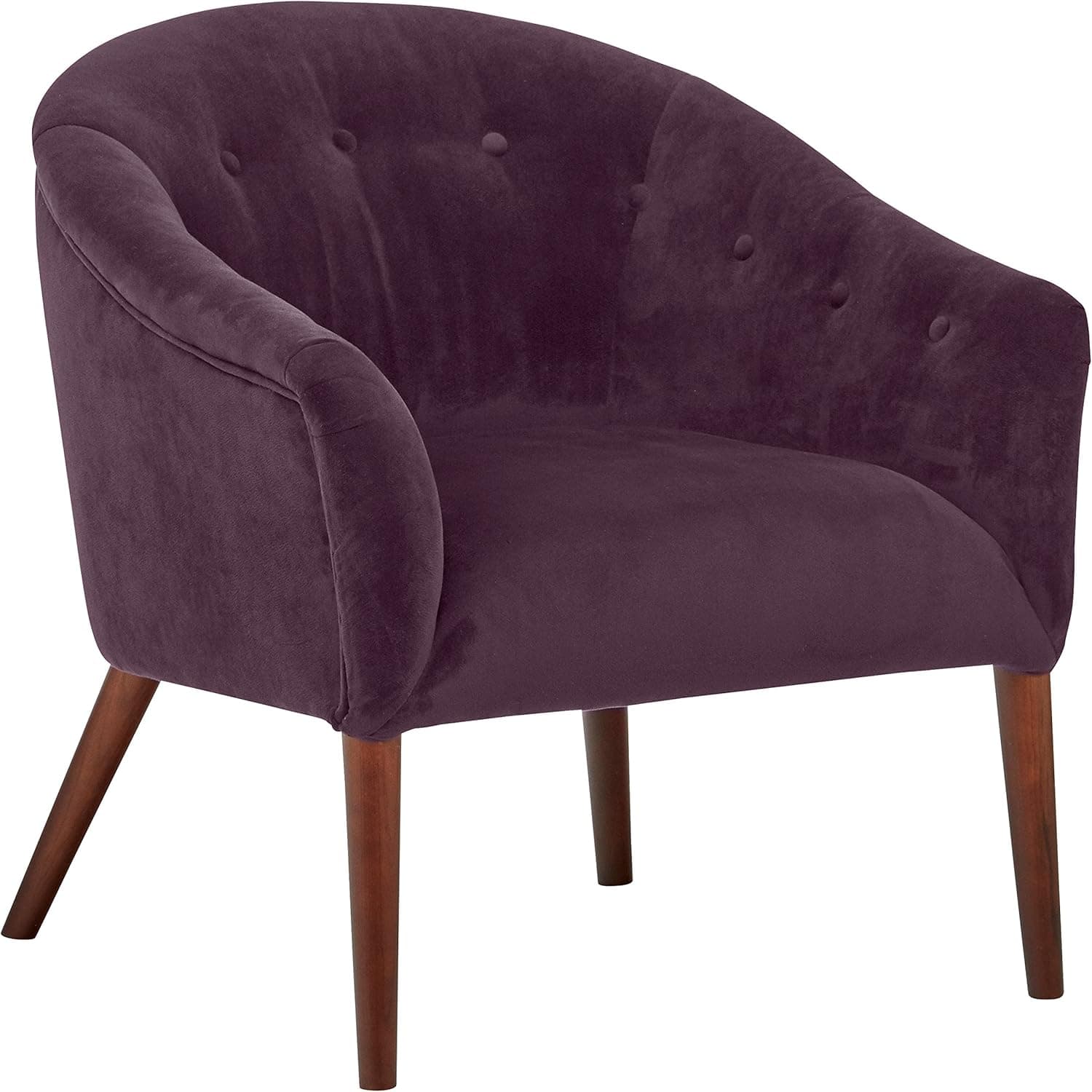 Amazon Brand – Rivet Curved Tufted Velvet Accent Chair, Marina Mid-Century, 28.7"W, Grape