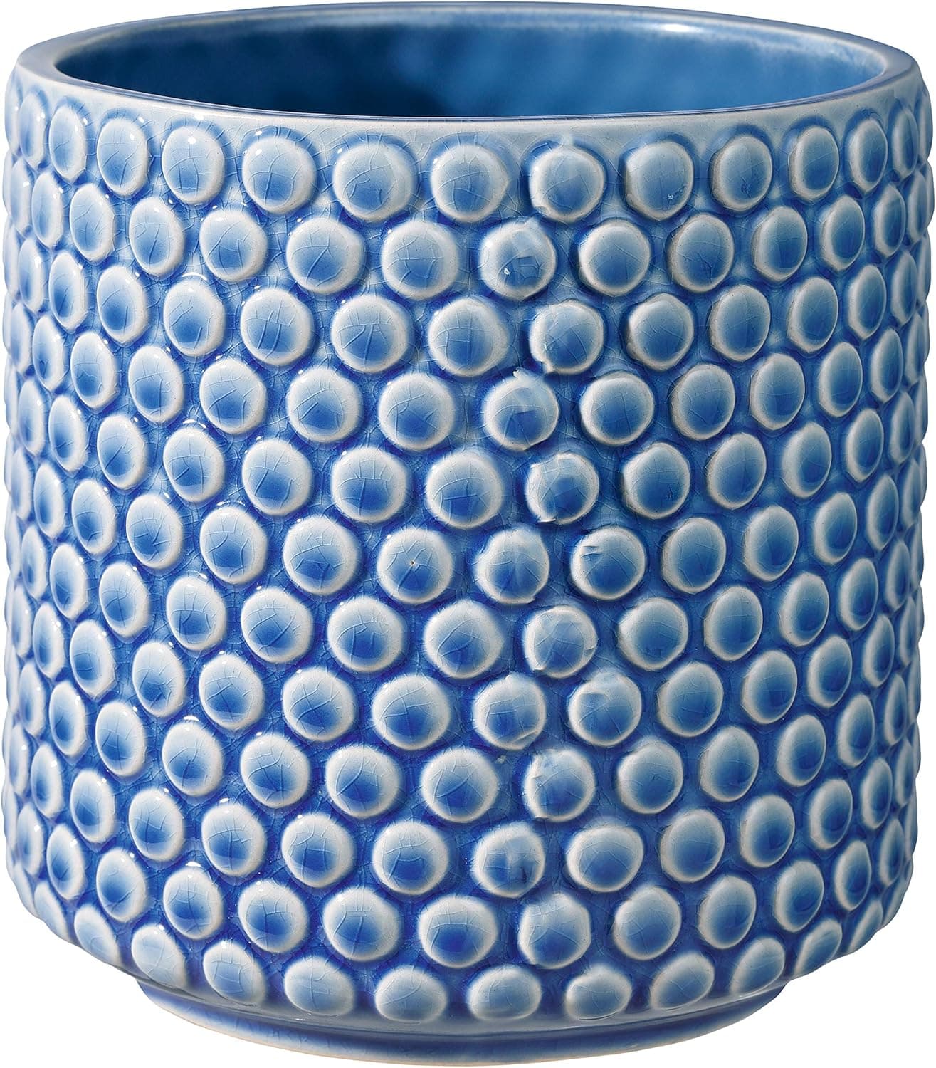 Bloomingville Stoneware Flower Pot with Polka Dots, Planter Cache Pot, 5'', Blue