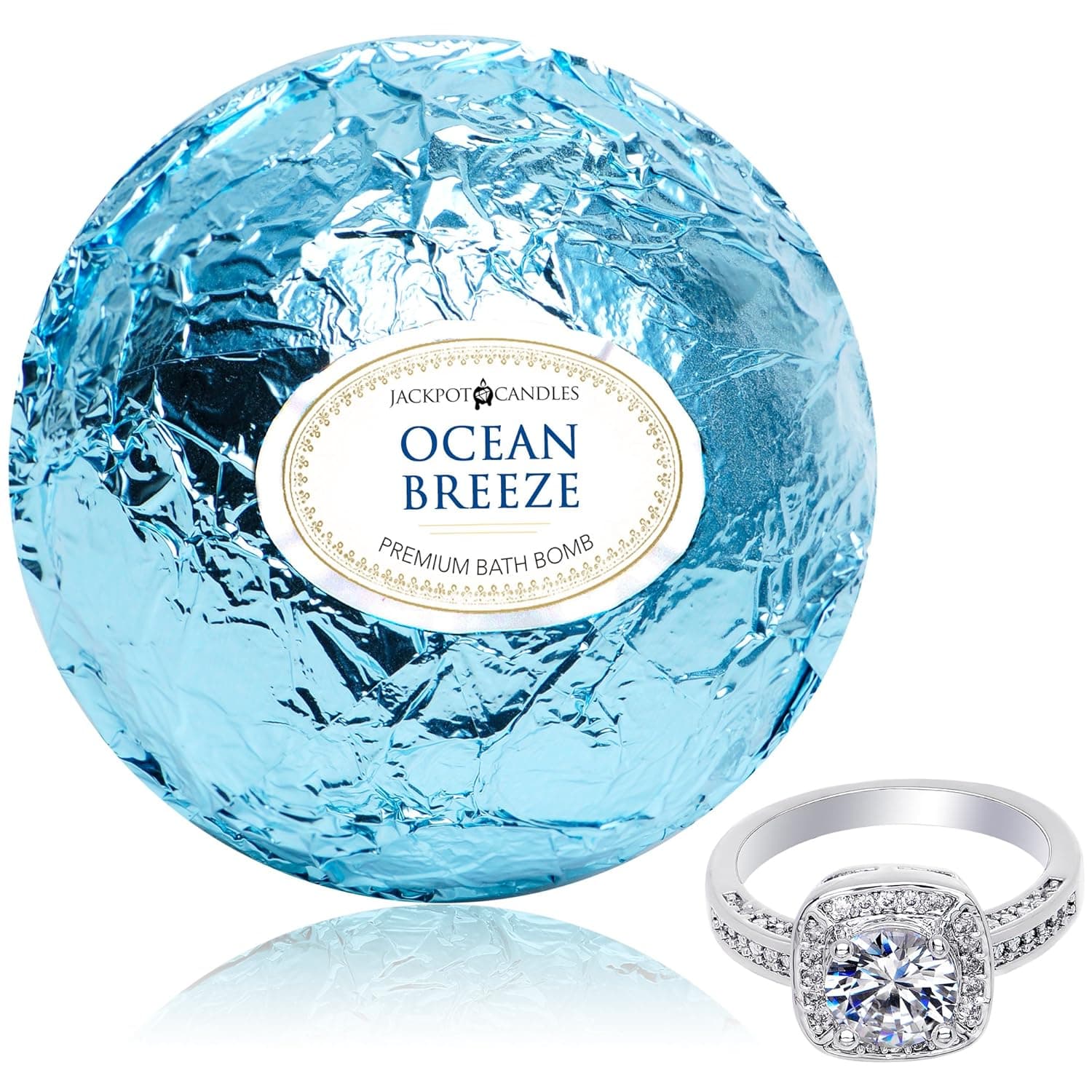 Bath Bomb with Size 9 Ring Inside Ocean Breeze Extra Large 10 oz. Made in USA