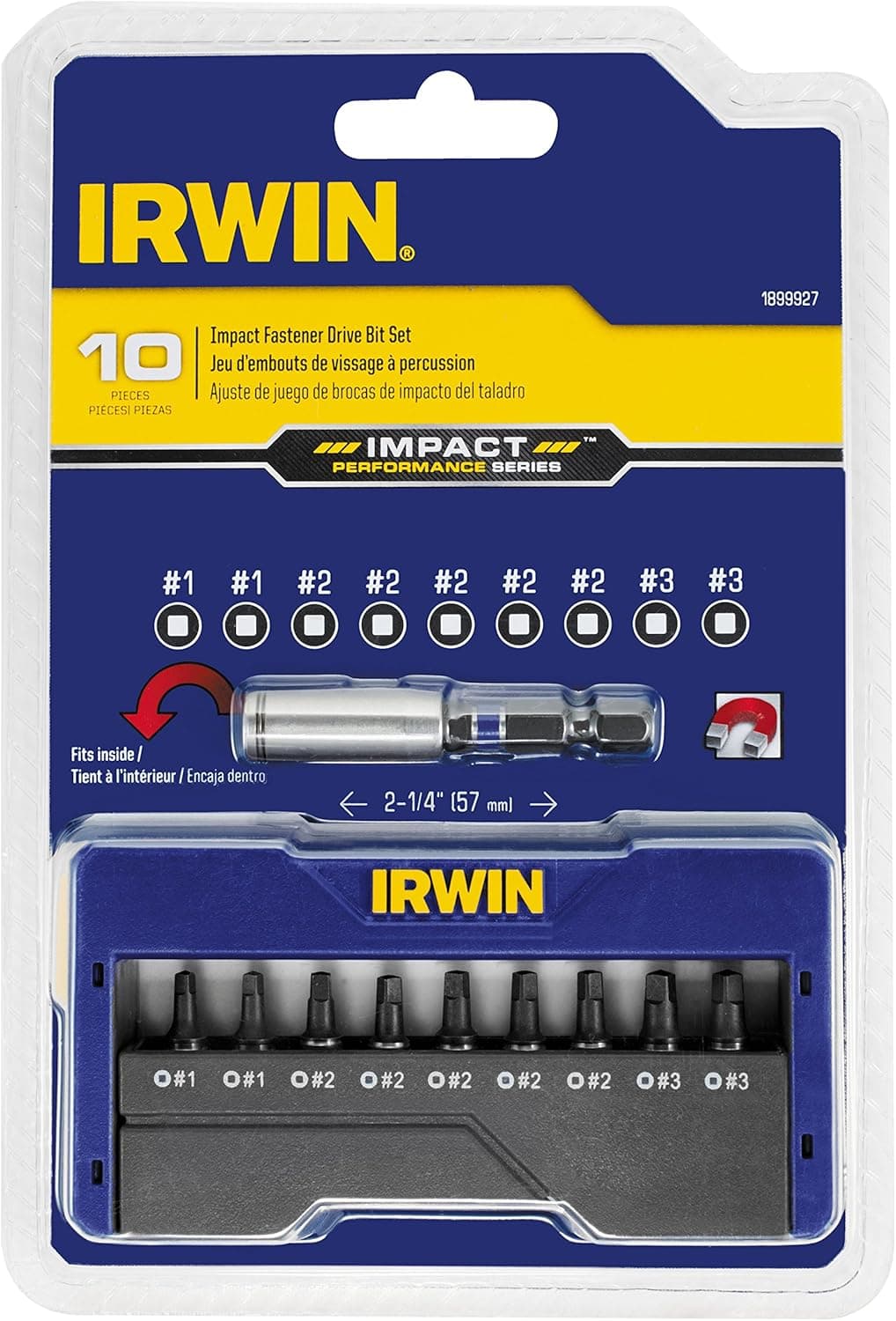 IRWIN Tools 1899927 Impact Performance Series Insert Bit Set, Assorted Square, 1-Inch Length, 10-Piece