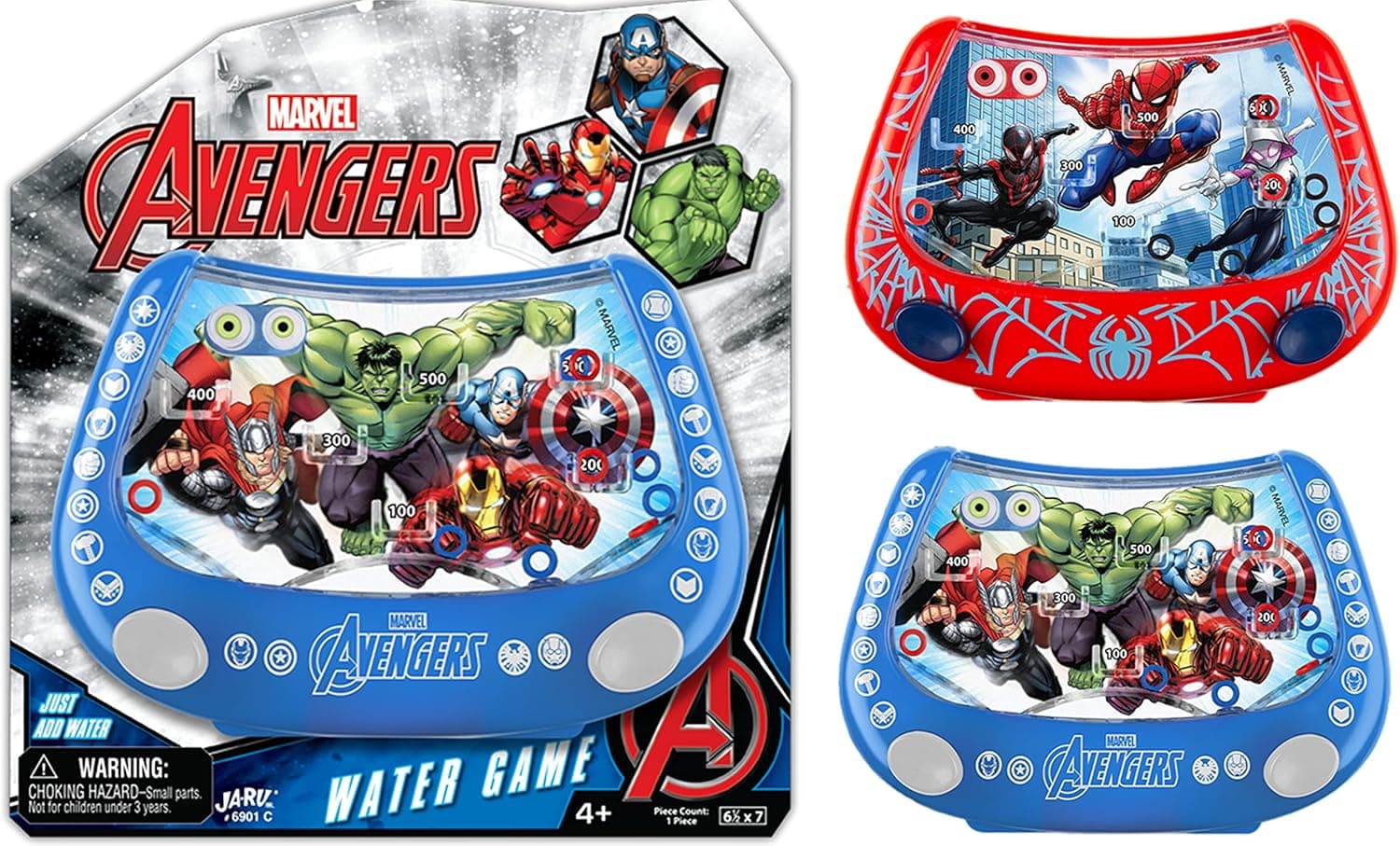 Marvel Classic Handheld Water Game (1 Unit Assorted Style) Avengers & Spiderman Styles. Water Ring Arcade Toy Just Add Water. Stress Relief Fidget Toy for Kids and Adults. Game Toy. BC-6901-1