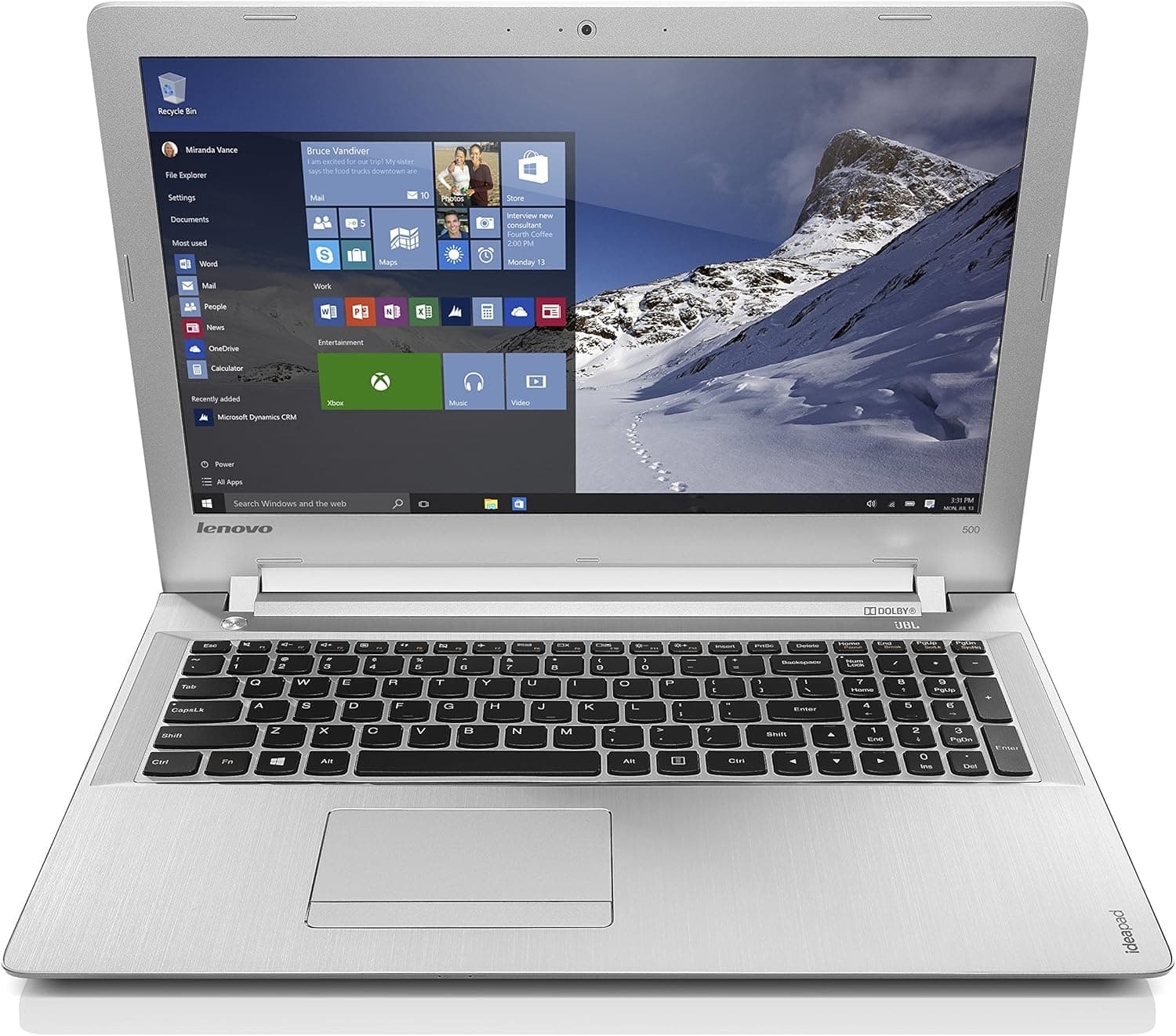 Lenovo Ideapad 500 80NT00FTUS Laptop (Windows 10, Intel Core i7-6500U, 15.6" LED-lit Screen, Storage: 1 TB, RAM: 8 GB) Black