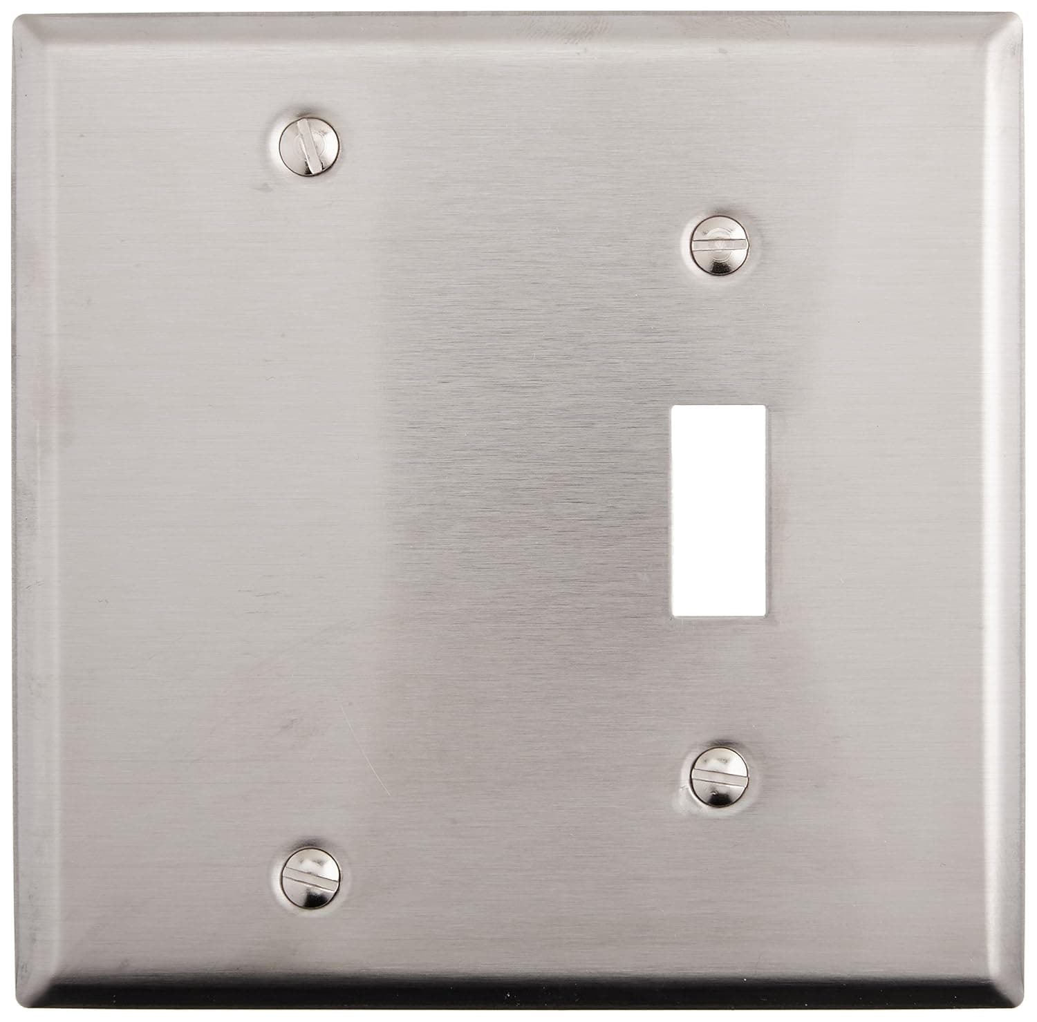 Morris 83410 430 Wall Plate, 2 Gang with 1 Blank, 1 Toggle, Stainless Steel