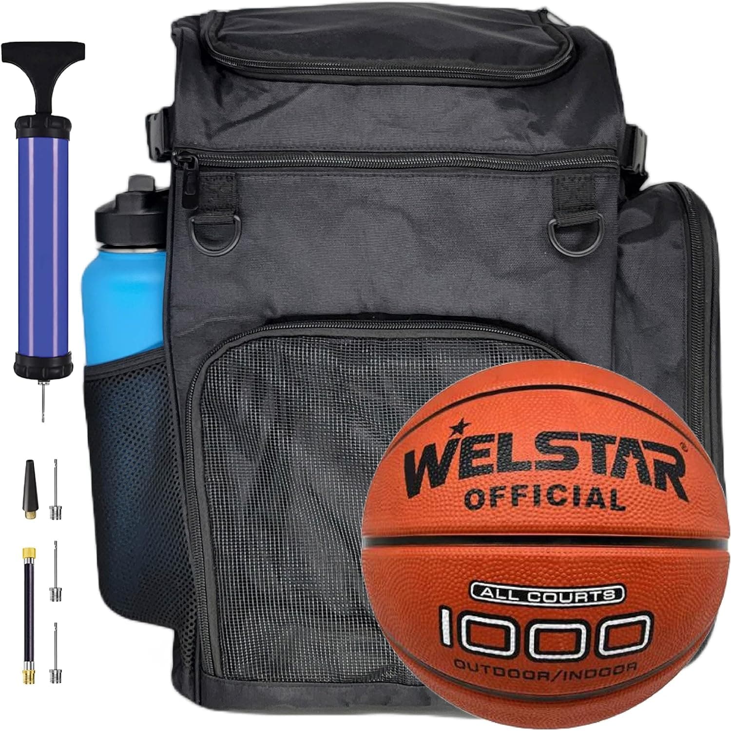 Basketball Backpack/Ball Combo Large Basketball Backpack Bag INCLUDES Basketball and Ball Pump - For Kids and Adults - Basketball Bag For All Sports, Gym Training, and Practice